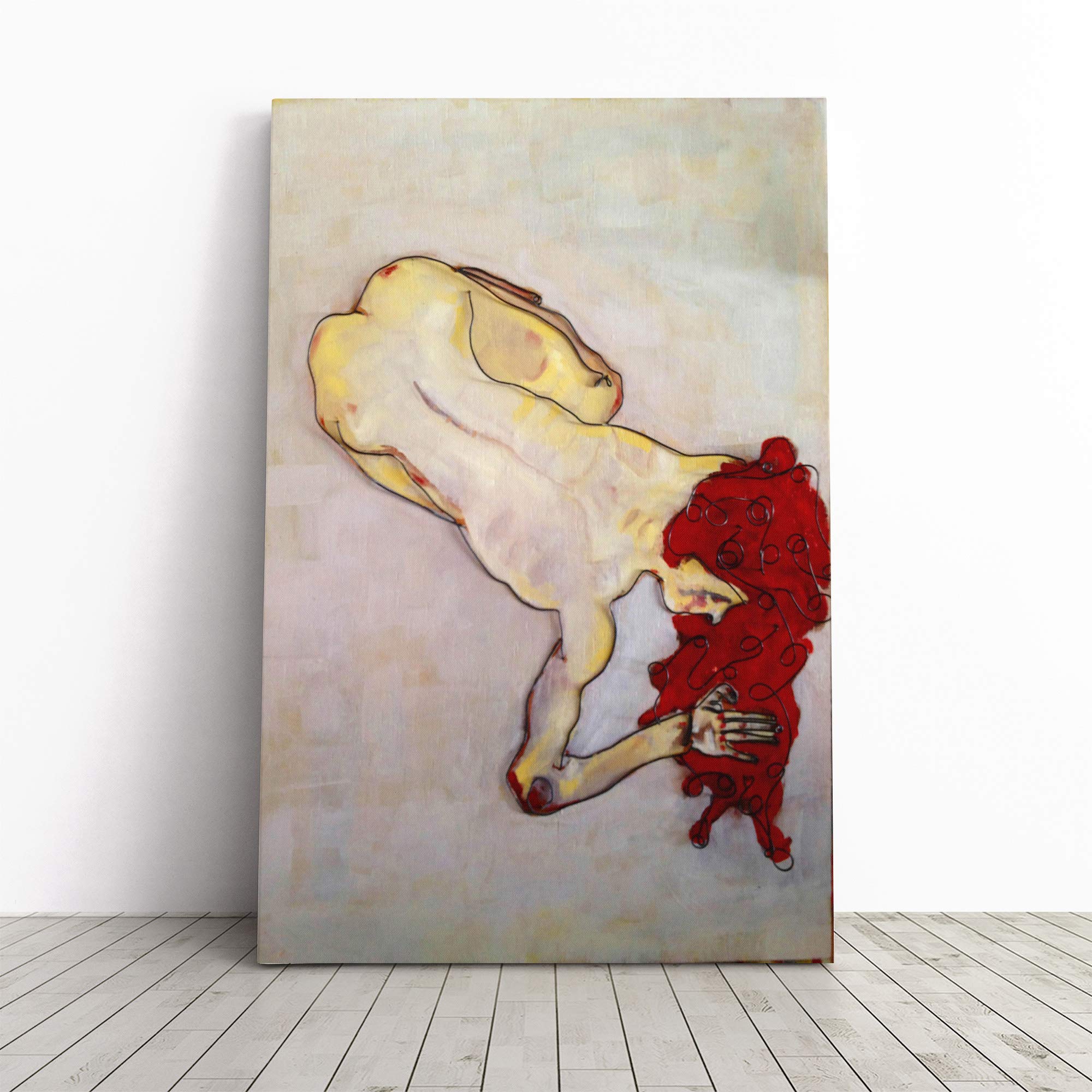 Egon Schiele Wire and Paint Study Canvas Print | Gallery Wrapped 30mm Frame Wall Art | 30x20 inches | Ready to Hang | Modern Picture | Living Room Bedroom Lounge Office