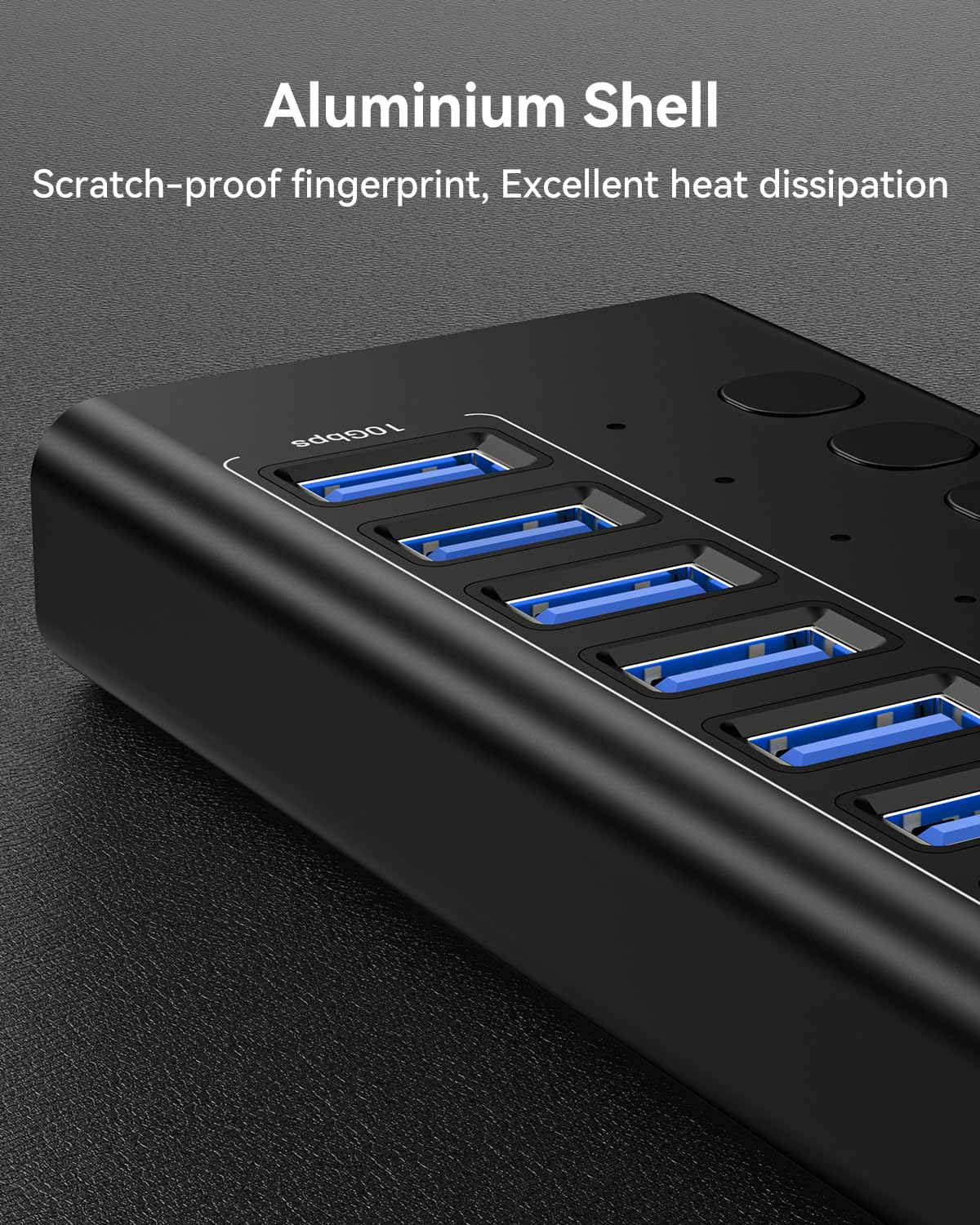 VANGREE Powered USB Hub, 16 Ports 10Gbps USB C Hub, 8X USB-A + 8X USB-C