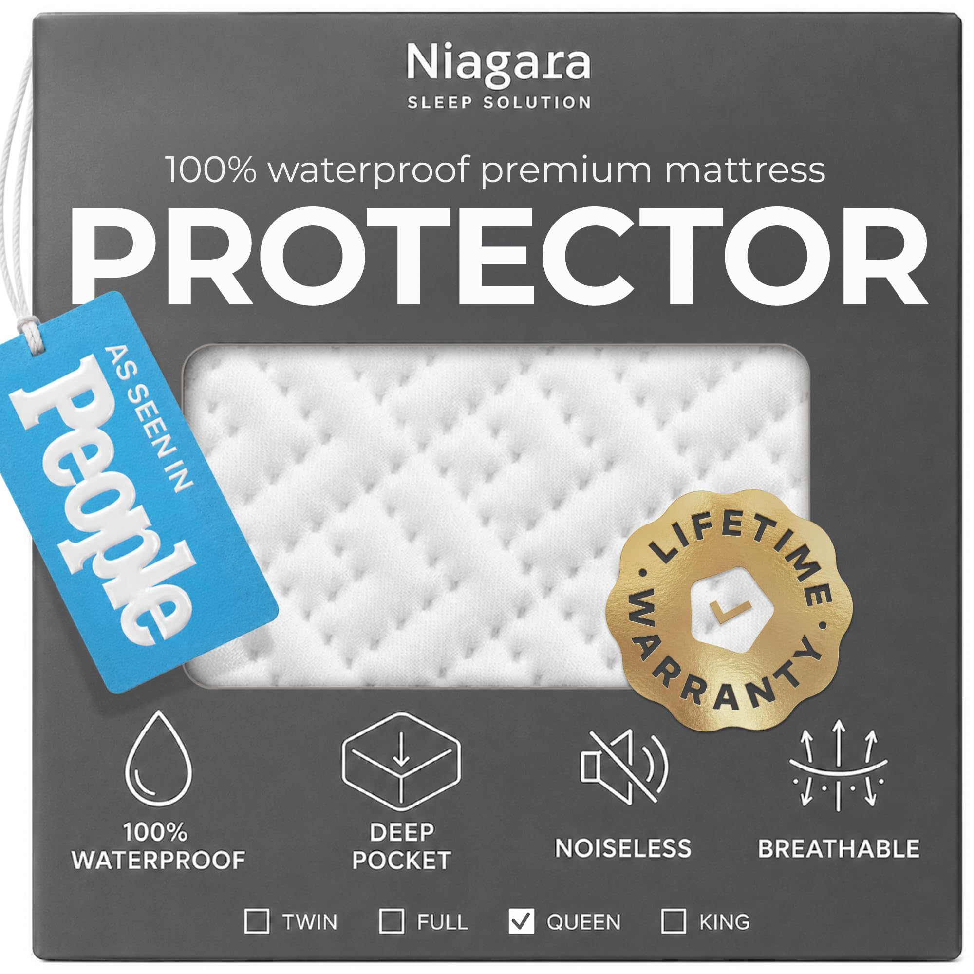 Photo 1 of 100% Waterproof Queen Mattress Protector - 360 Pad Protection Against Spills, Stains & Accidents for Parents & Pet Owners - Noiseless & Cooling Viscose Made from Bamboo (White)