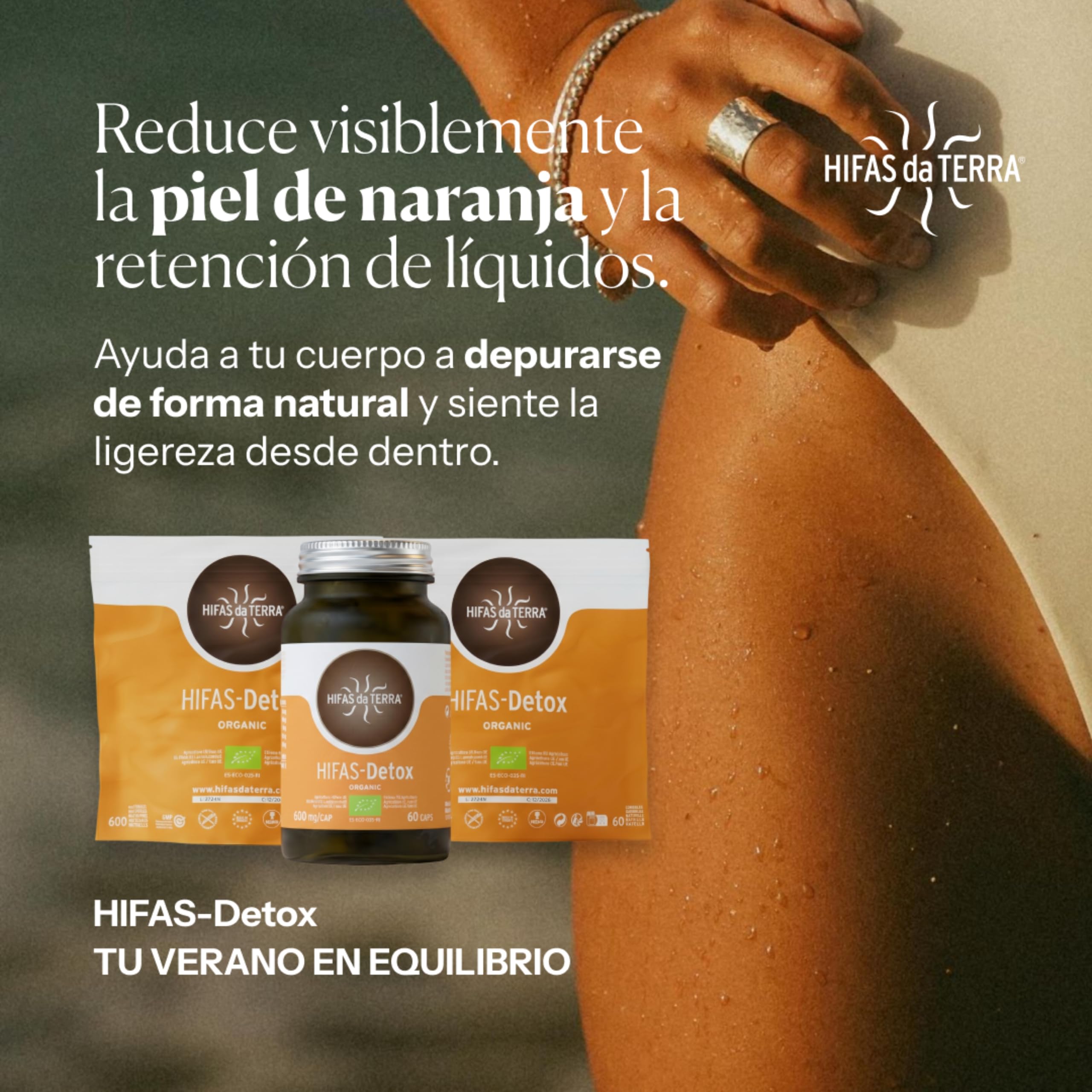 HIFAS DA TERRA - HIFAS-Detox Extractos de Hongos Puros de Maitake, Polyporus y Vitamina C para Combatir el Estrés Oxidativo - Bote 60 cápsulas