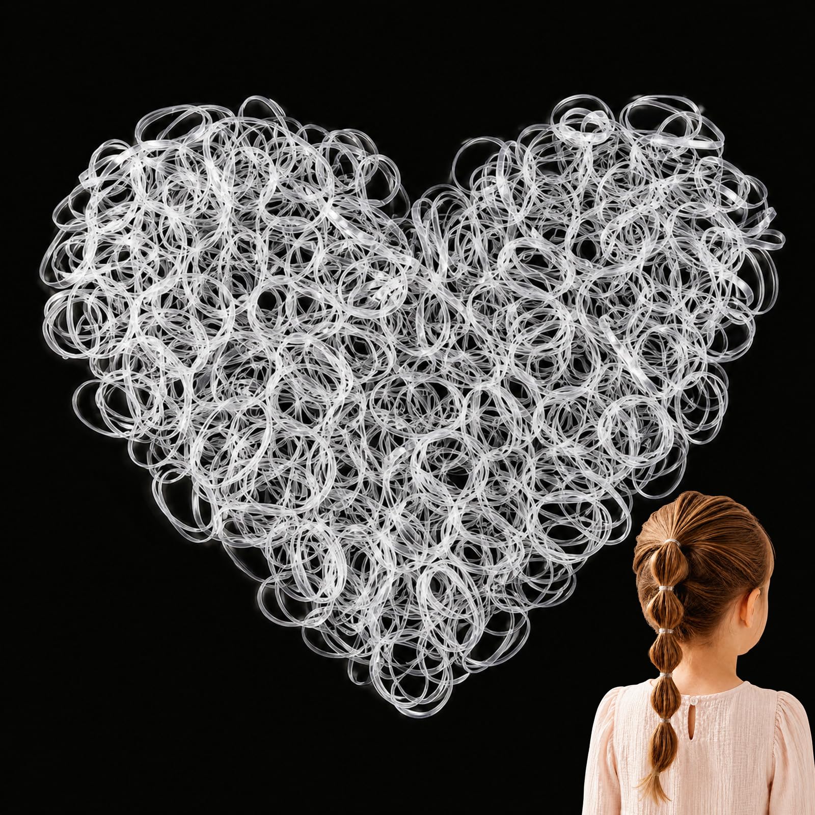 500 Pcs Clear Hair Elastic Bands, Mini Small Hair Elastics with Transparent Storage Box, Stretchy Elastic Hair Ties for Ponytails, Braids, Wedding Hairstyles & Everyday Styling