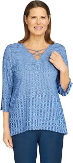 Women's Mélange Ribbed Knit Sharkbite Hem Top