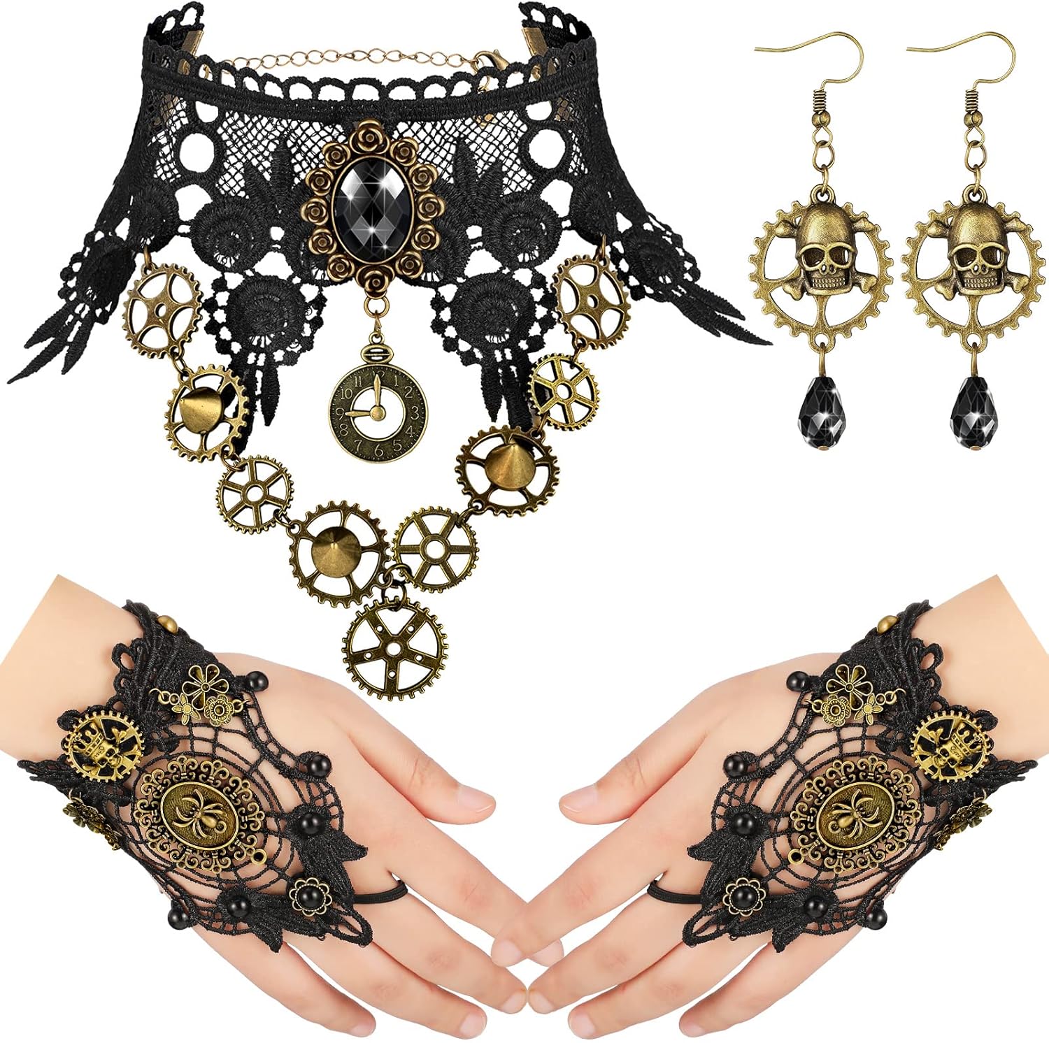 Amazon.com: Kenning 5 Pieces Gothic Steampunk Accessories Include Gear ...