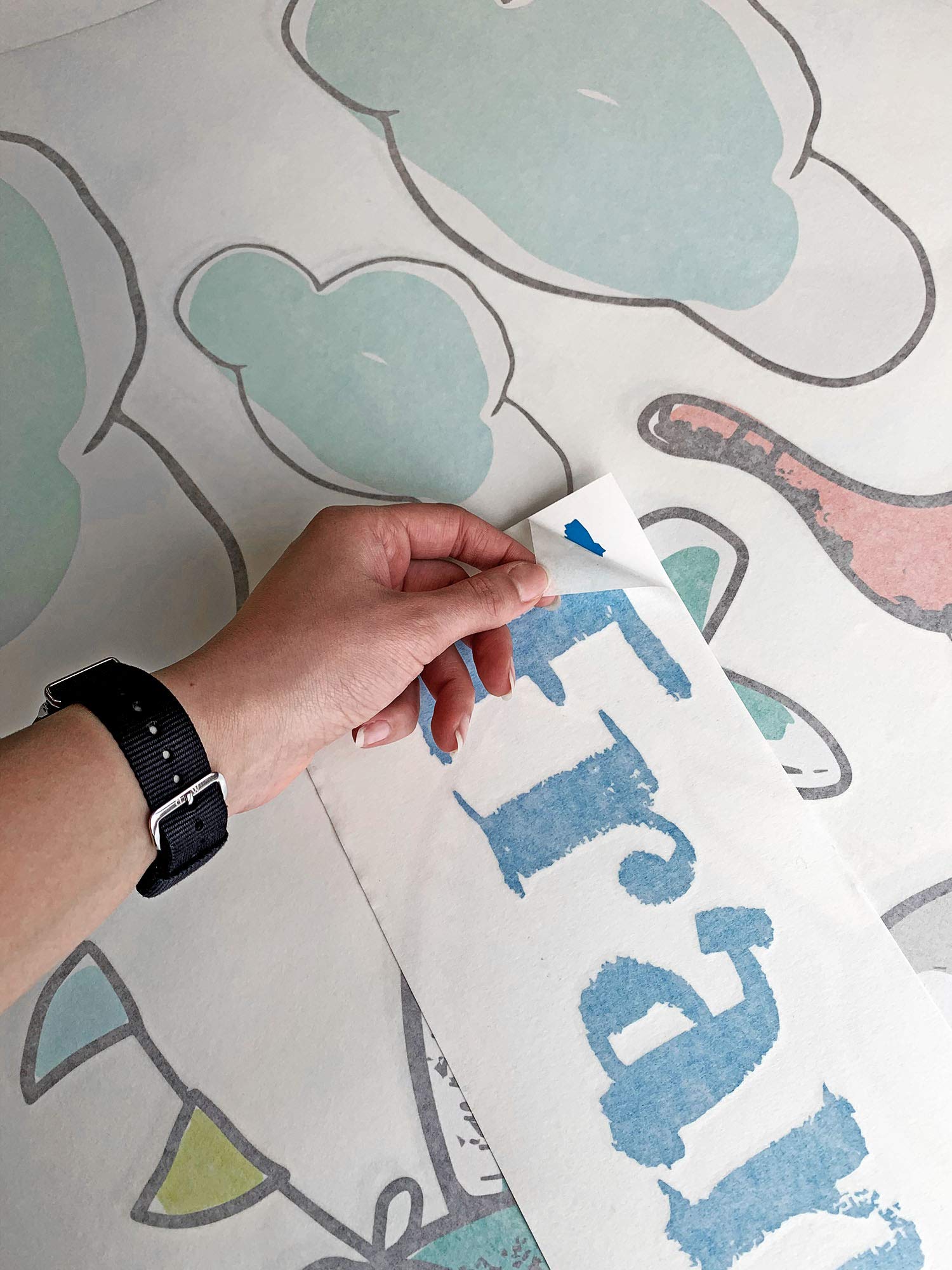 Adesivo Sticker murale per bambini - Orsetto Spaziale - Decorazione parete, adesivi per muro (Aeroplano 66×57cm)