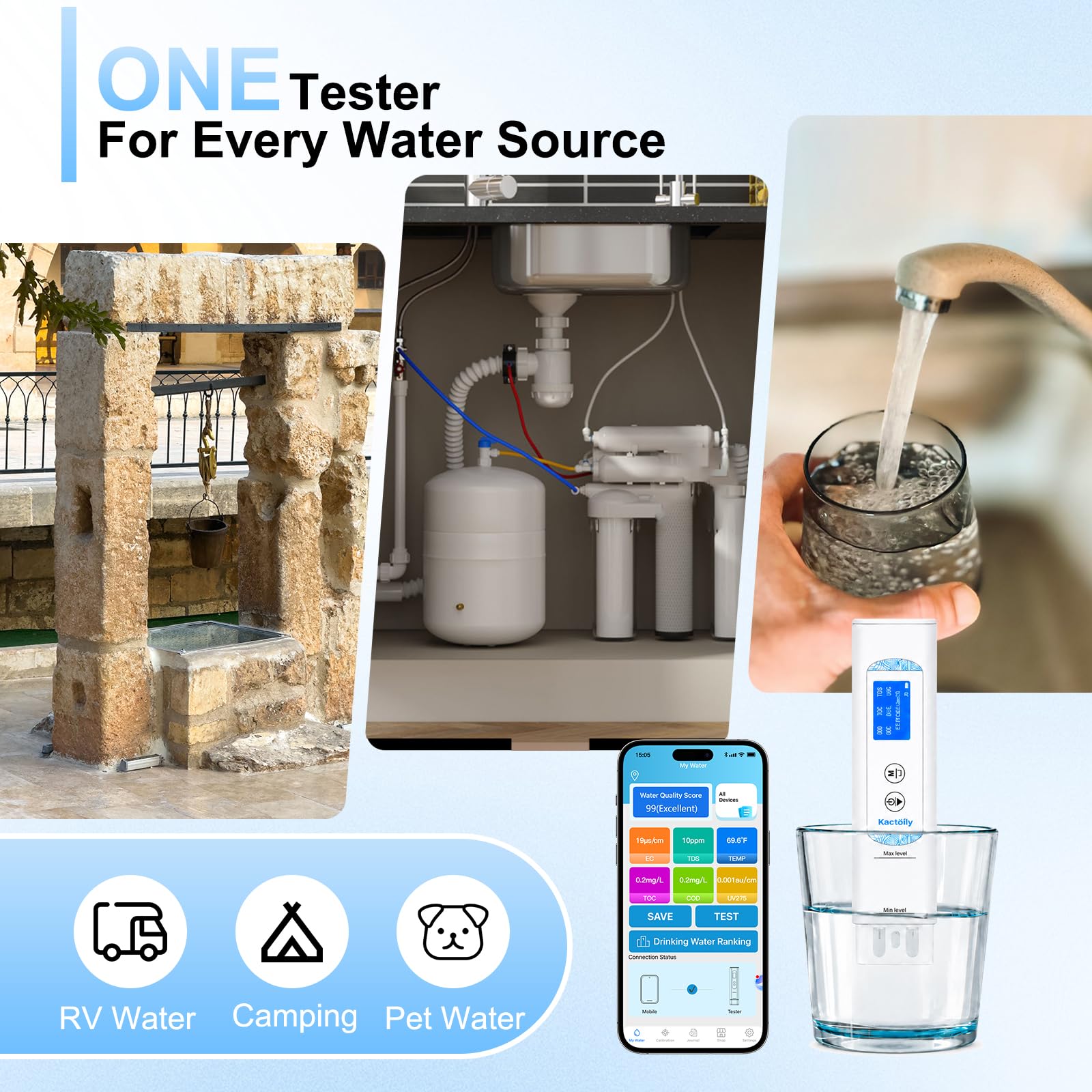 Kactoily Water Tester - 6-in-1 Water Quality Analyzer -7