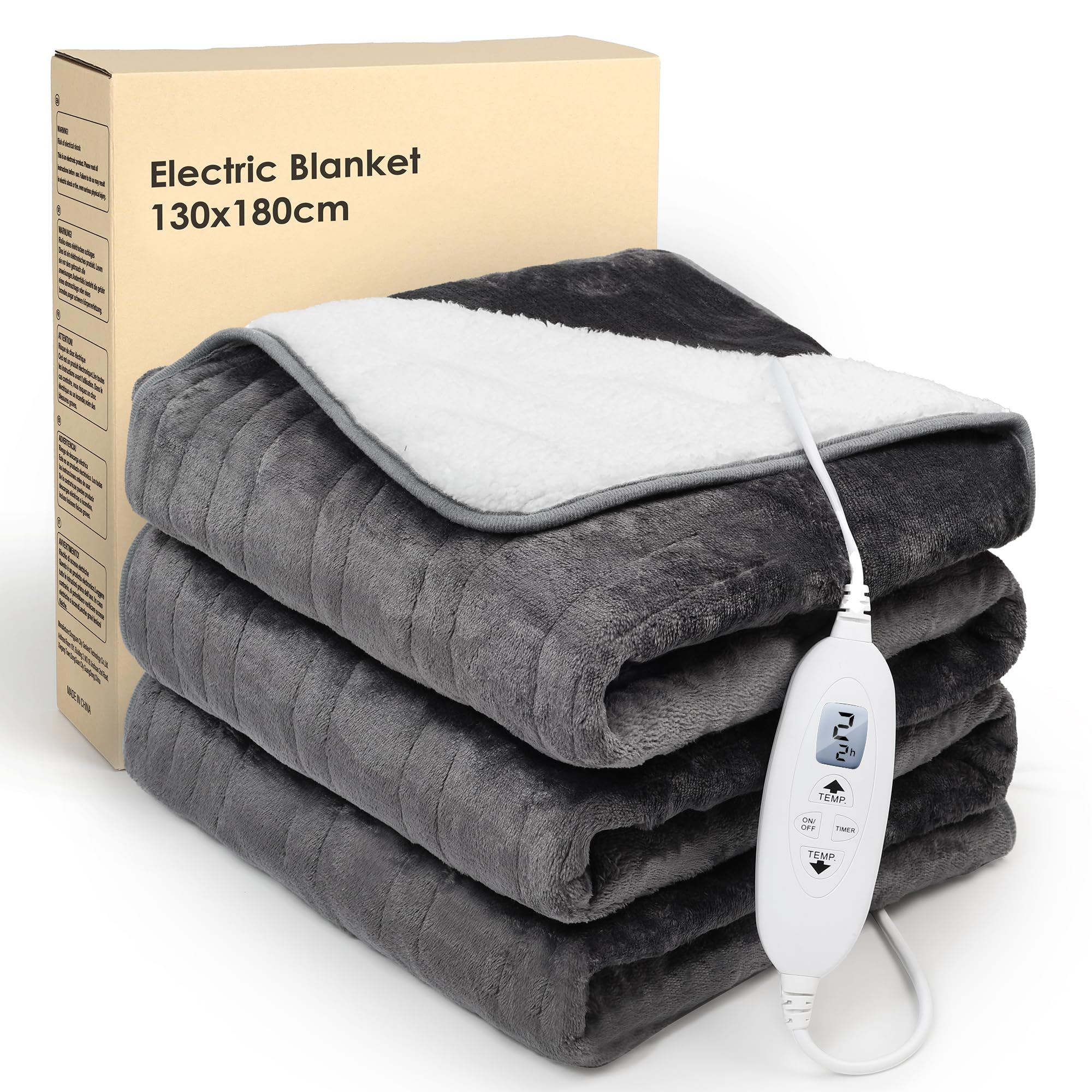 Electric Heated Blanket Throw,Electric Throw with 4 Heat Settings & 4 Hours Auto-Off Timer...