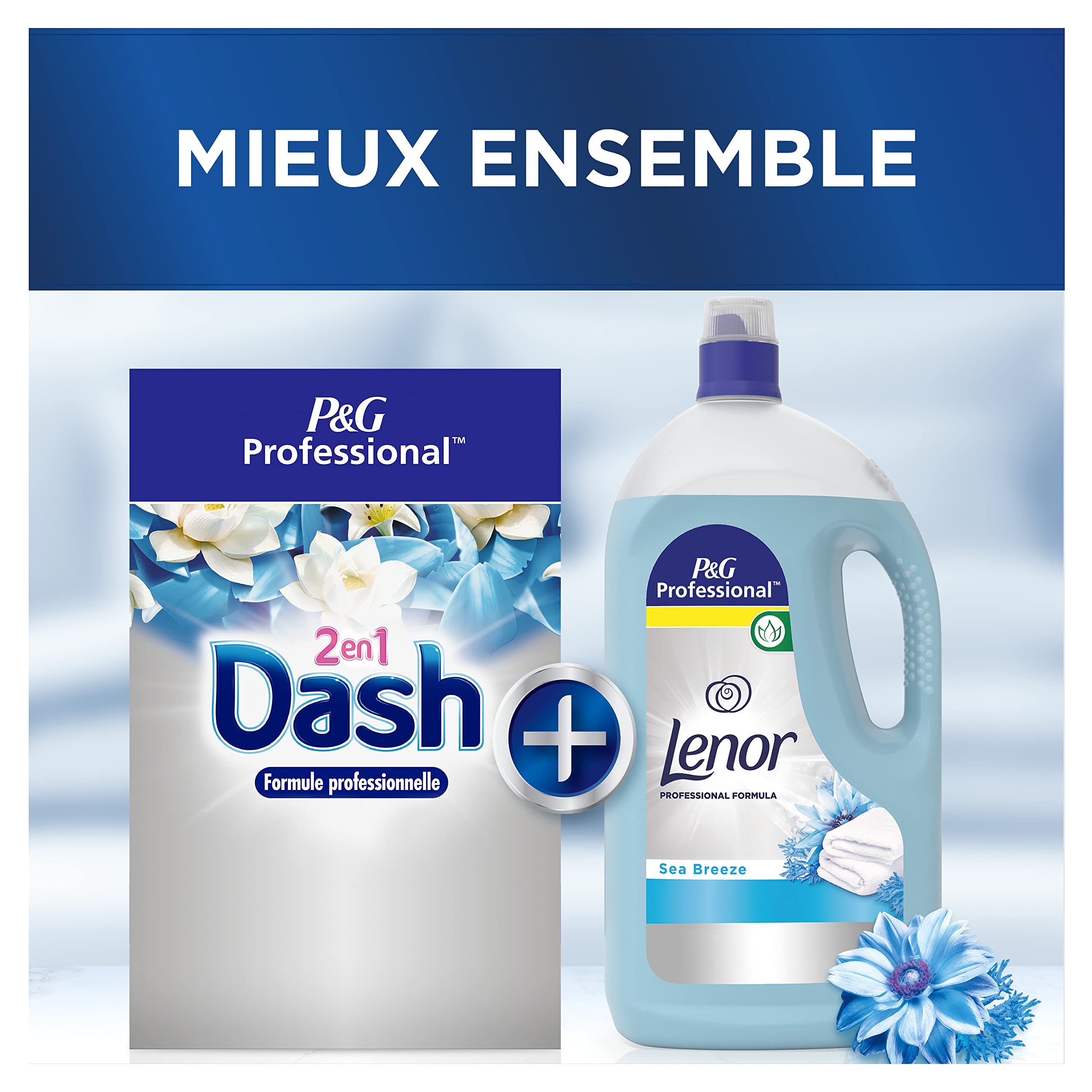 Dash 2 in 1 Professional Lessive en poudre Fleur de lotus et lys, 100 lavages, 5.5kg