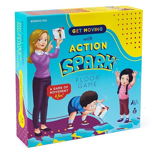 Action Verb Cards Floor Game, Interactive and Movement Kids Game, Educational Learning Materials for Children, Matching Cards Toddler Games
