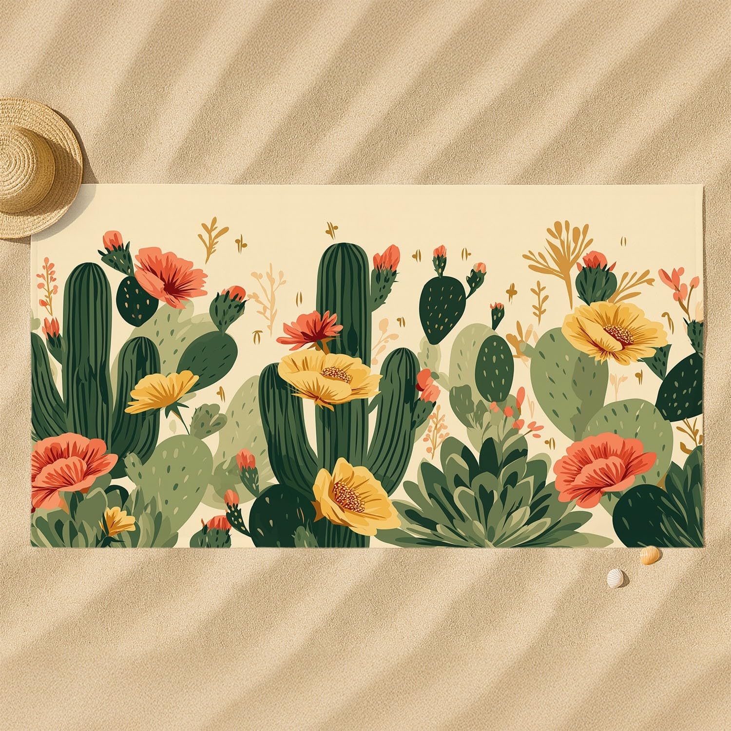 Botanisch, Sanft, Blütenfarben Strandtuch 230 x 210 cm - Strandtuch trandtuch Leichtdünn Weich Elegante kleine Blumen,für Strand, Pool, Yoga, Picknick