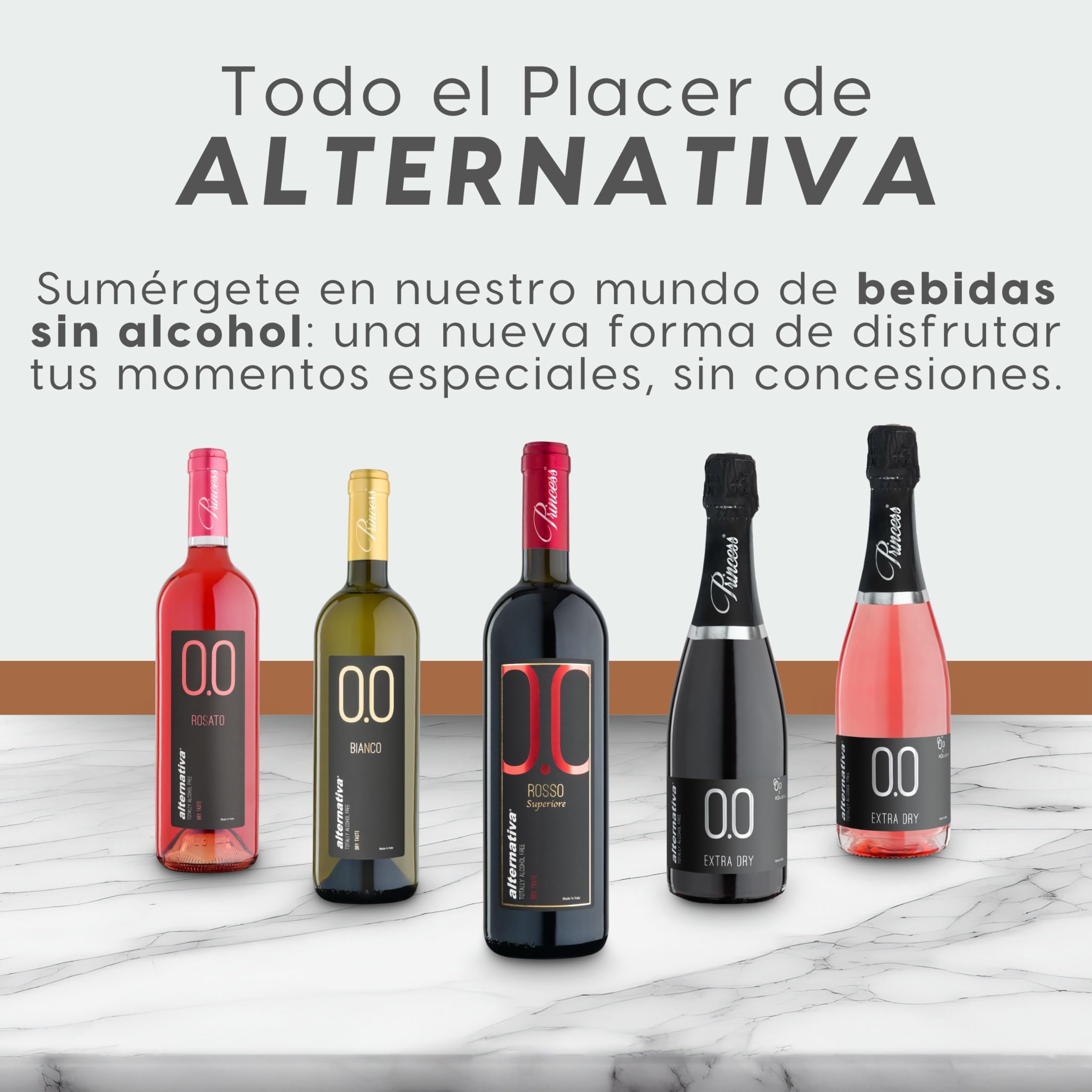 ALTERNATIVA Vino Tinto Sin Alcohol 0,0% - Pack de 6 Botellas de 750ml - Perfecto para Celebraciones, Regalos