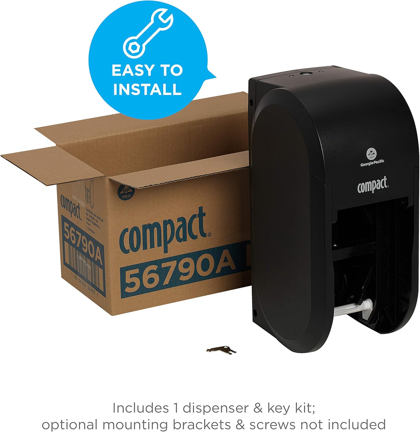 Compact 2-Roll Vertical Coreless High-Capacity Toilet Paper Dispenser by GP PRO (Georgia-Pacific), Black, 56790A, 1 Dispenser (Pack of 2)
