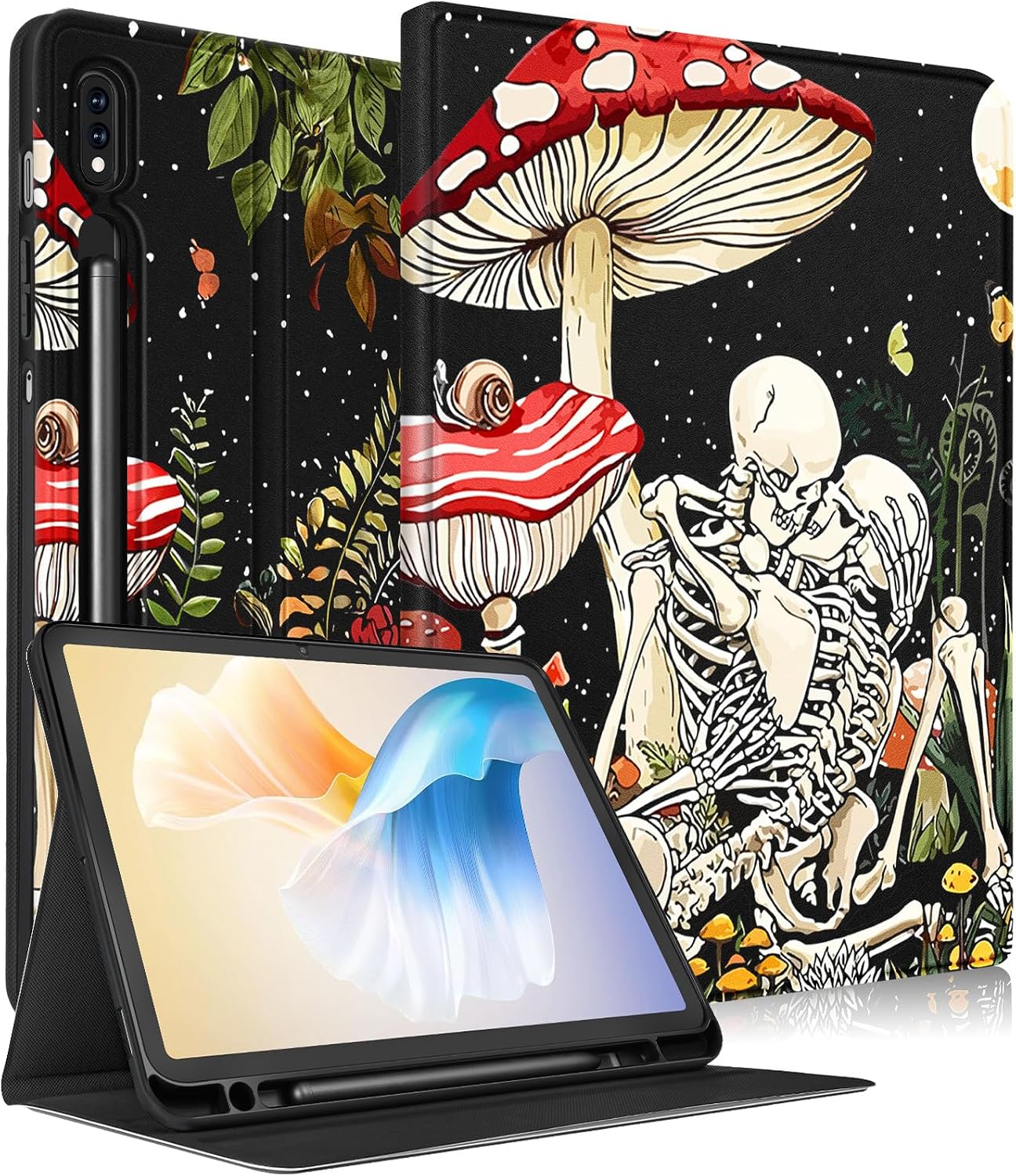 Uppuppy for Samsung Galaxy Tab S8 Plus/ S7 Plus/ S7 FE Case 12.4 Inch Women Skull Cute Girls Folio Boys Skeleton Fun Gothic Horror Cover for Samsung Tablet S8 Plus 2022/ S7 Plus 2021/ S7 FE 5G Cases