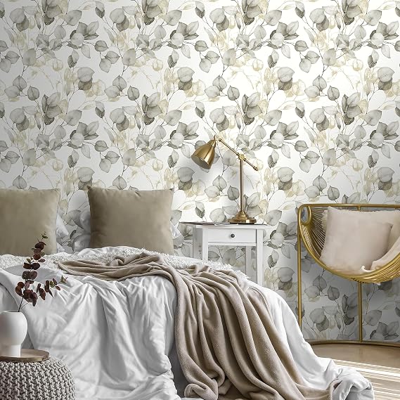 Eucalyptus Leaves Wallpaper Natural/Gold Muriva 210503