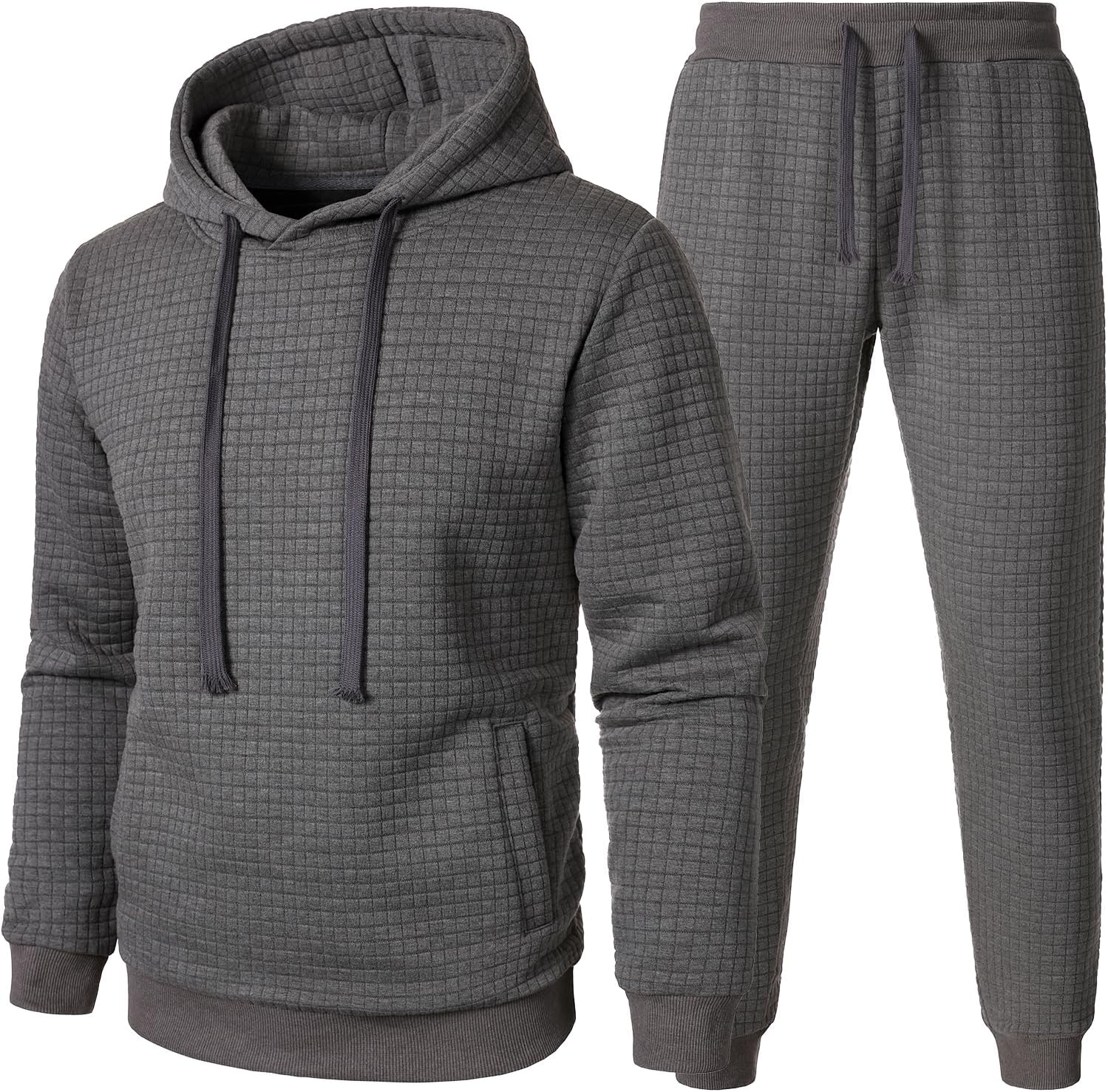 FANARCHER Men’s Casual Tracksuits 2 Pieces Christmas Outfits Waffle Hoodies Sweatsuits Sports Jogging Suit Set