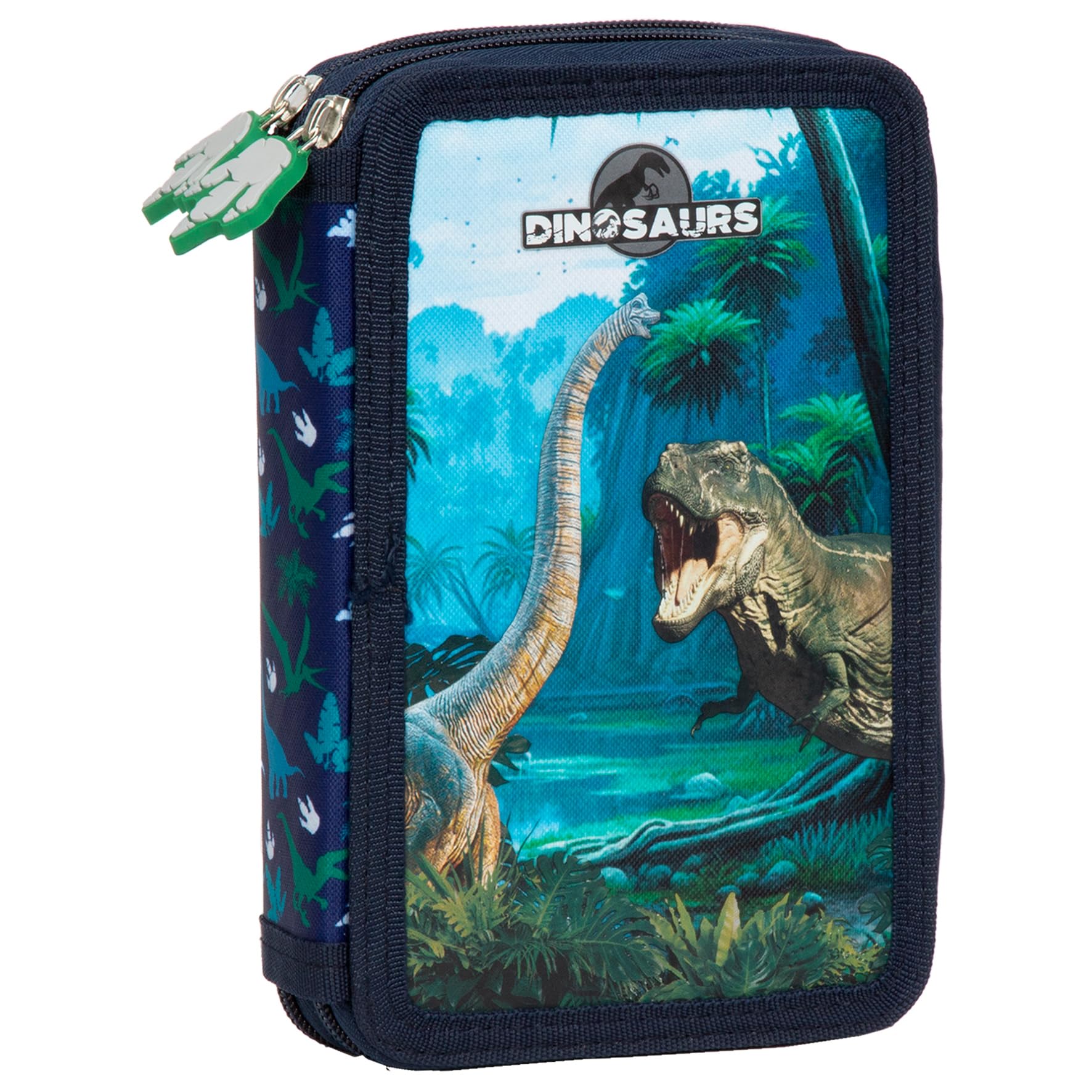 Ragusa-Trade Dino Dinosaurier T-Rex Tyranussaurus Rex Estuche de 2 compartimentos, 27 piezas, relleno (18), para niños, niñas, negro, 21 x 12 x 4 cm