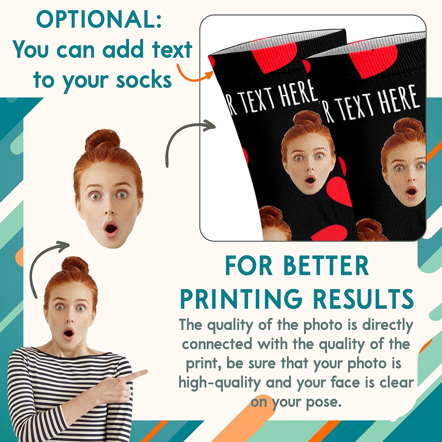 Miniatura 3 de Calcetines con fotos personalizados actualizados con caras - Imprime tu imagen, foto - Regalos divertidos personalizados para hombres y mujeres