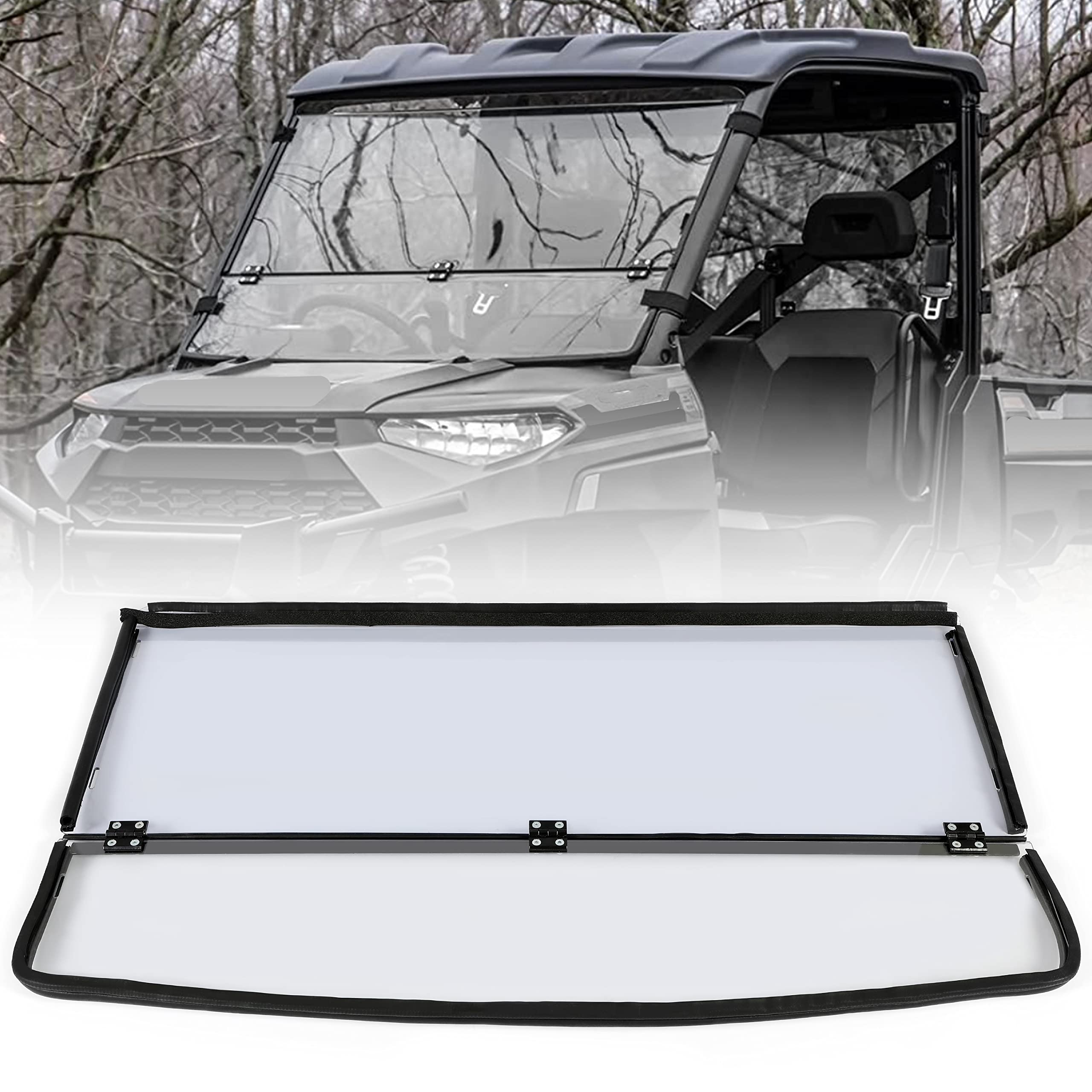HECASA 2-in-1 Flip Windshield Compatible with 2015+ Polaris Ranger 1000 XP 1000 Non Scratch Resistant Front Fold Down Clear Windscreen