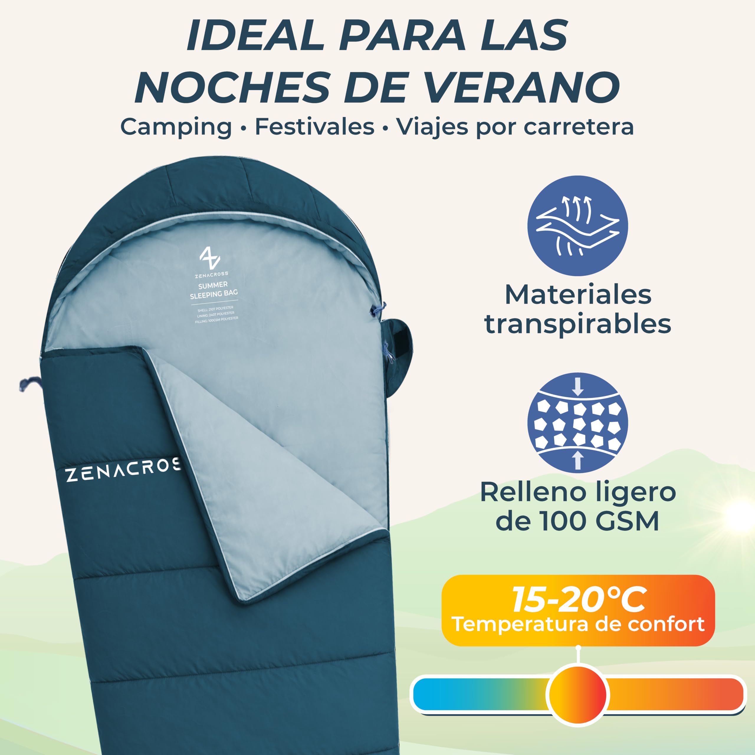 Saco de Dormir Adulto - Saco Dormir Ultraligero & Compacto per Vivac, Campismo e Montaña