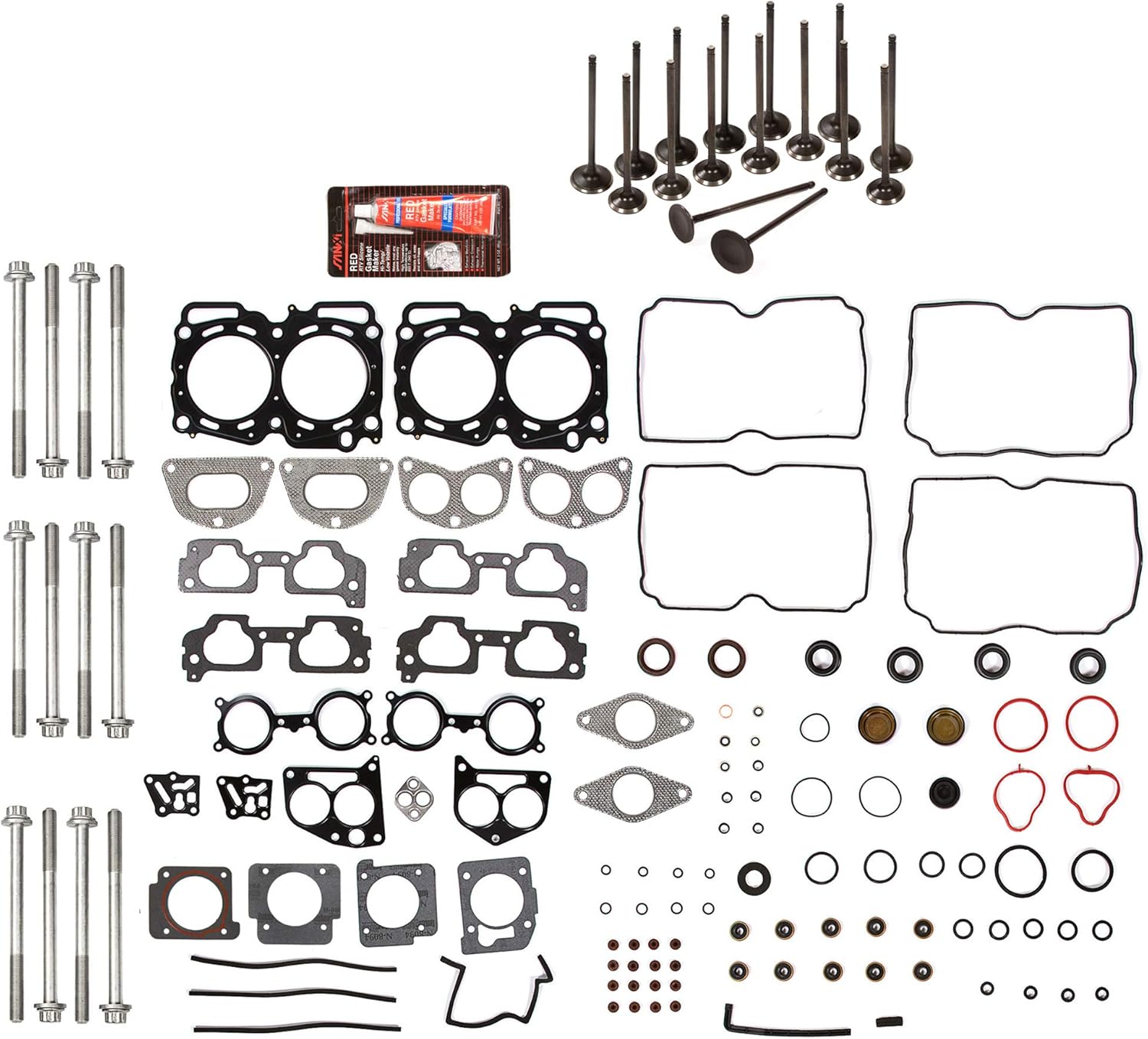 MA-4216953529 Head Gasket Set Intake Exhaust Valves Compatible With/For 04-09 Subaru 2.5L SOHC EJ253