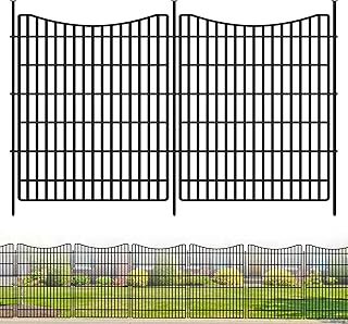 12 Panels Garden Fence Animal Barrier, 33 in(H) X 26 ft(L) Dog Fence Outdoor for Yard, Tall Metal Fencing with Ground Stakes, Temporary Fencing for Dog, Rabbits, and Patio Border