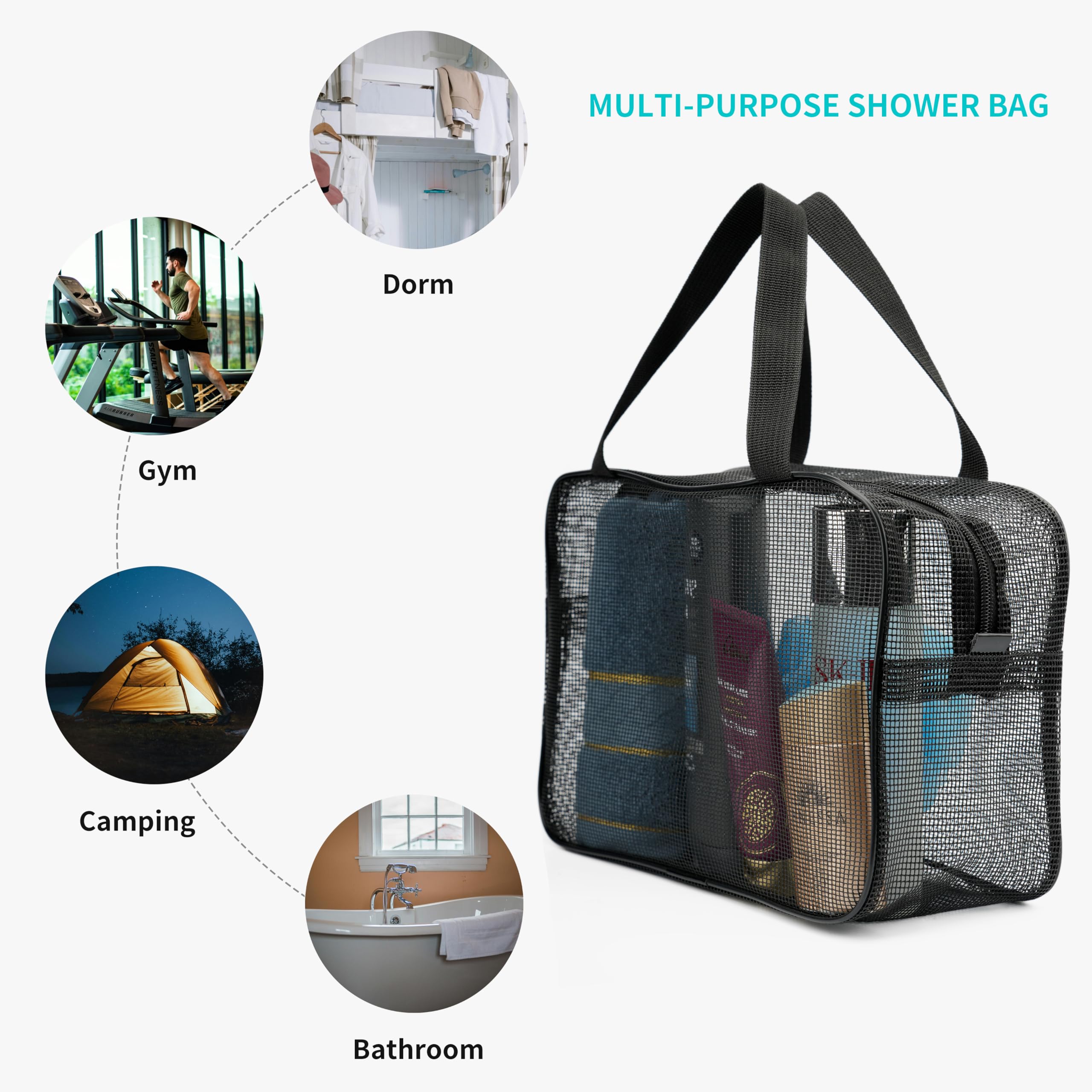 REDSINDA Mesh Shower Caddy - Travel & Gym Bag -14
