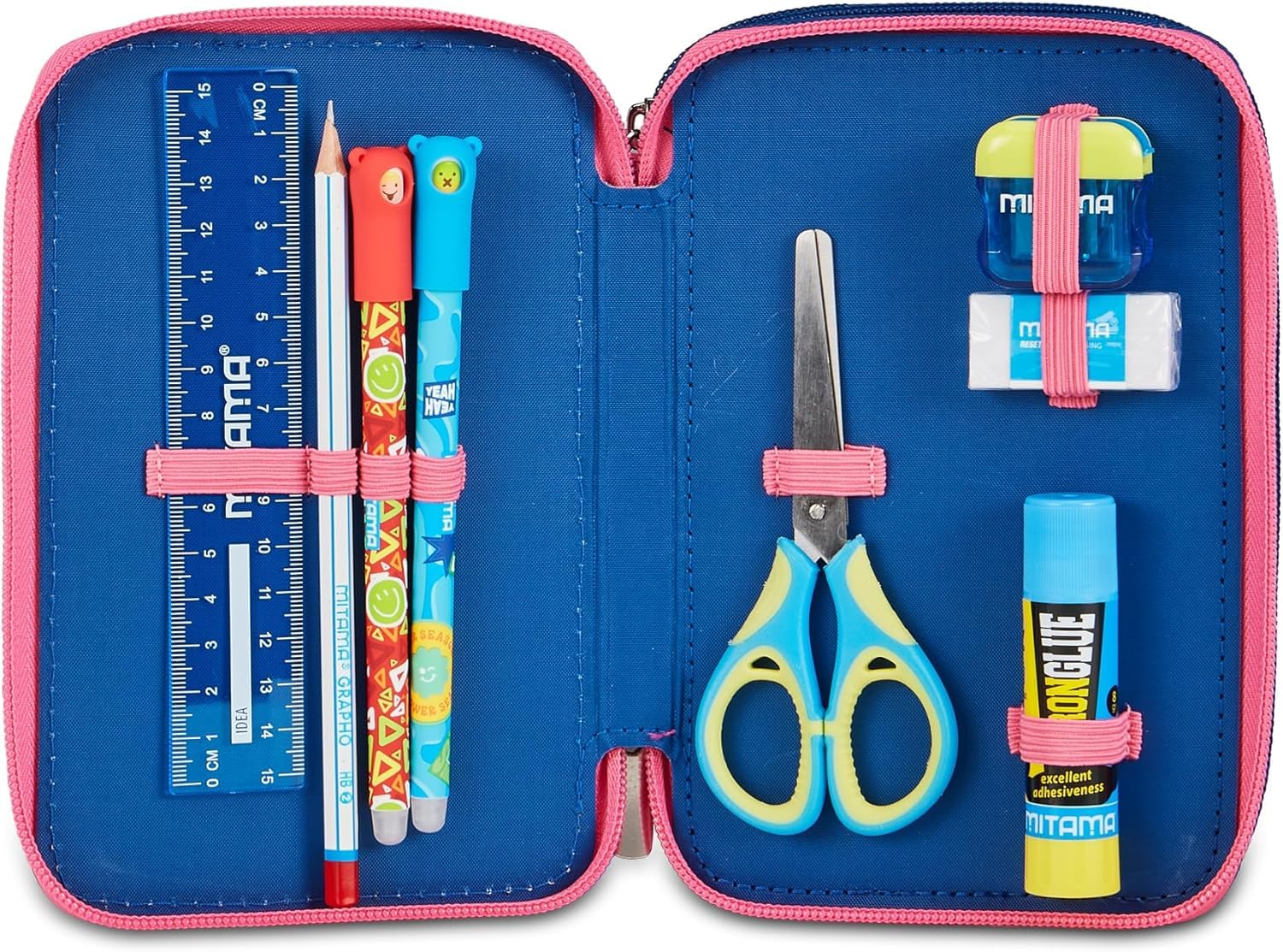 Set Scuola 2 Pezzi Per Stitch Seven Fan Zaino Scuola Elementare Bambina + Astuccio 3 Scomparti Completo (44 Accessori) - School Pack Bambini