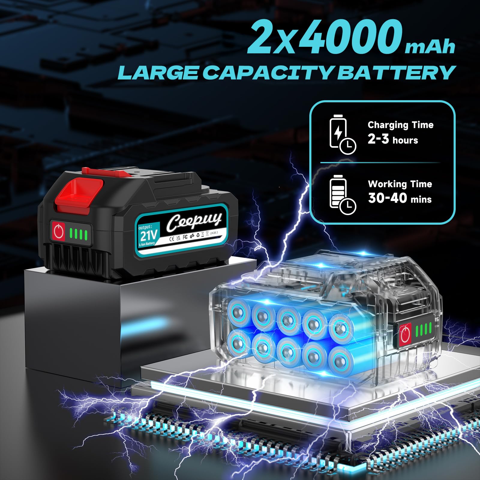 Mini Akku Kettensäge 6 Zoll mit 2x 4000 mAh Akku, 880 W Reinkupfermotor, Sicherheitsverriegelung – Elektrische Handkettensäge für Garten, Äste und Holz