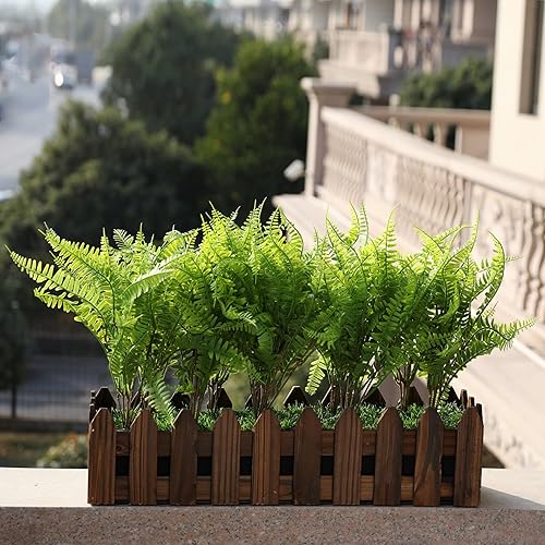 Miniatura 7 de Grand Verde Boston Ferns Plantas artificiales, vegetación sintética, arbustos de plástico al tacto, decoración de bricolaje para patio al aire