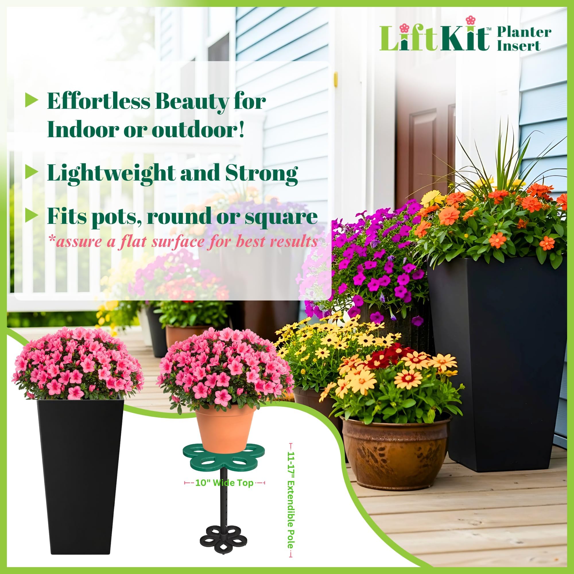 Lift Kit Planter Insert, Wysoki zwężany podnośnik, wypełnij dno wysokich doniczek i dużych pojemników na rośliny, doniczki do wewnątrz i na zewnątrz (wzrost 28-43 cm, podstawa 15 cm, góra 25 cm)