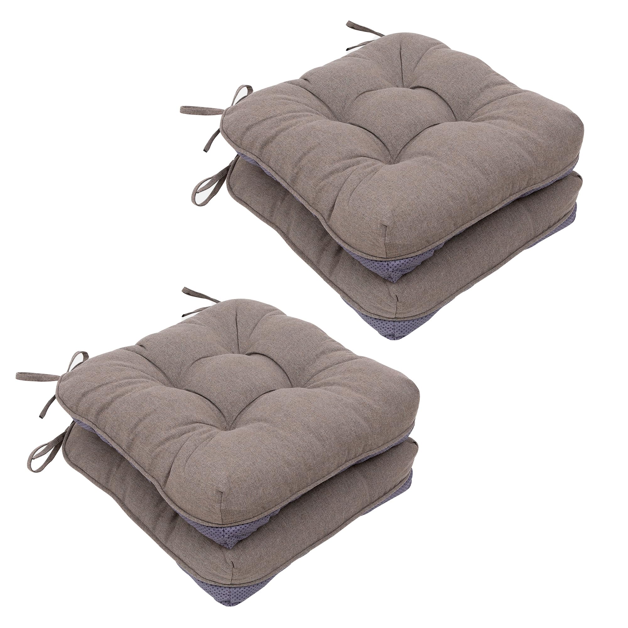race leaf brown chair cushions 4 pack, 15.5" x 15.5" indoor seat cushions, tufted memory foam dining room chair pads with ties and non-slip backing