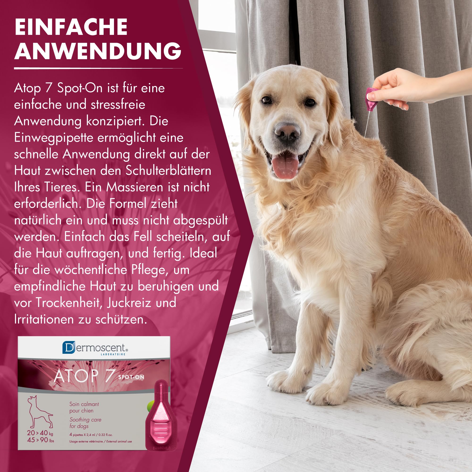 DERMOSCENT Atop7 Spot On für Hunde, Katzen, 20-40 kg, Kunststoff, Nicht anwendbar