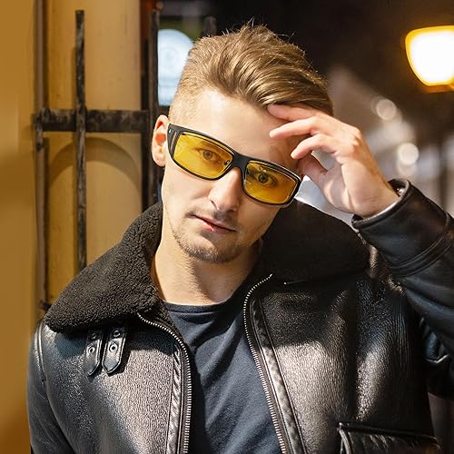 Miniatura 5 de URUMQI Gafas de conducción de visión nocturna para hombres y mujeres, lentes polarizados antirreflejos, lentes de alta definición amarillas