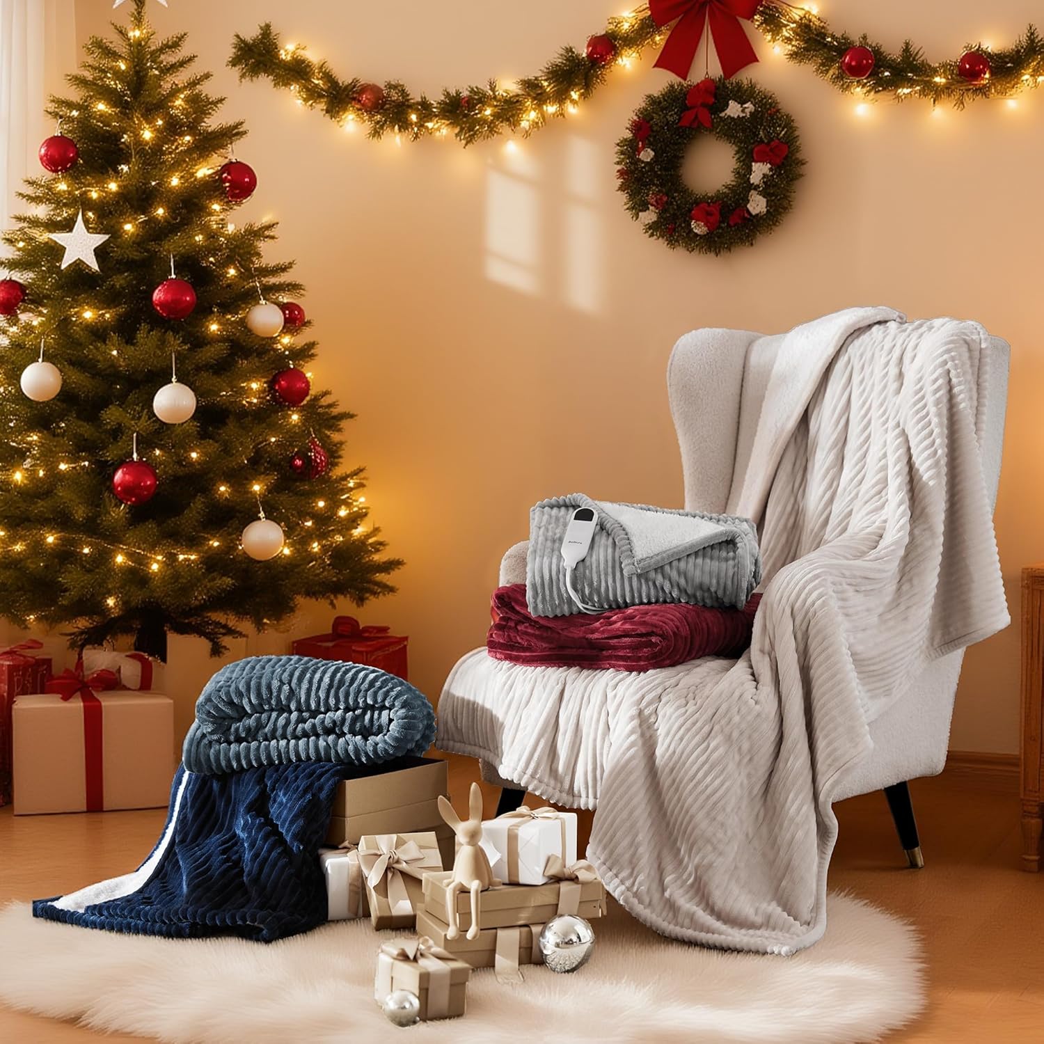 Bedsure Electric Blanket Twin - Soft Ribbed Flannel Heated Blanket, Heating Blanket with 10 Time Settings, 6 Heat Settings, and 8 hrs Timer Auto Shut Off (62x84 inches, Grey) - Image 8