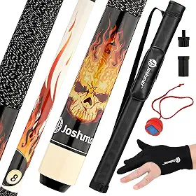 JOSHMAR Taco de bilhar profissional – Taco de sinuca premium feito com design bonito, exclusivo e luxuoso e a melhor qualidade de madeira canadense. Incluindo 4 acessórios para manter seu bastão de