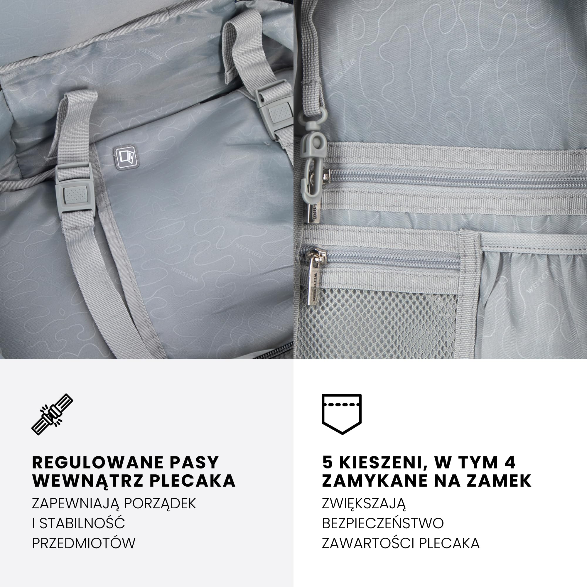 WITTCHEN Poszerzany plecak do samolotu | Plecak podręczny 32 l | Wodoodporny plecak na laptopa 17 cali | Plecak podróżny w rozmiarze kabinowym | 47 × 32 × 14–18 cm