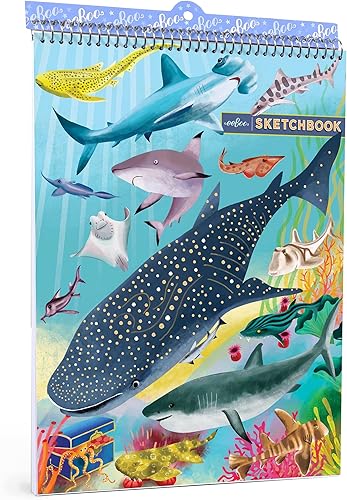 Miniatura 1 de eeBoo: Shark & Friends Cuaderno de bocetos - Libro de 60 páginas, encuadernado en espiral, 8.5 x 11, páginas en blanco, diseño de dibujar y crear