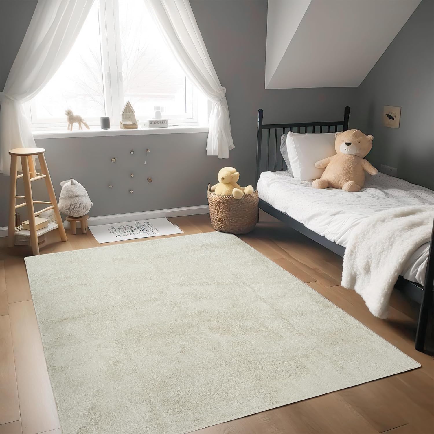 jinchan Solid Plush Area Rug 5x7 Performance Shaggy Rug Washable Area Rug Indoor