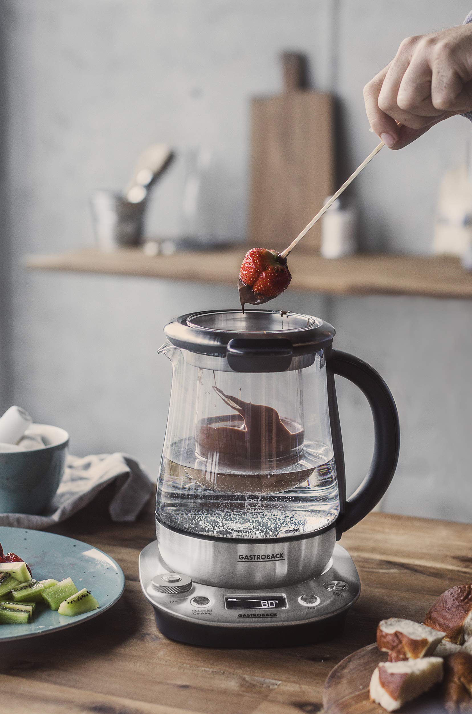 Gastroback 42438 Design Tea and More Advanced Automatischer Teekocher und Wasserkocher, Multifunktionsgarer, Edelstahl/Glas