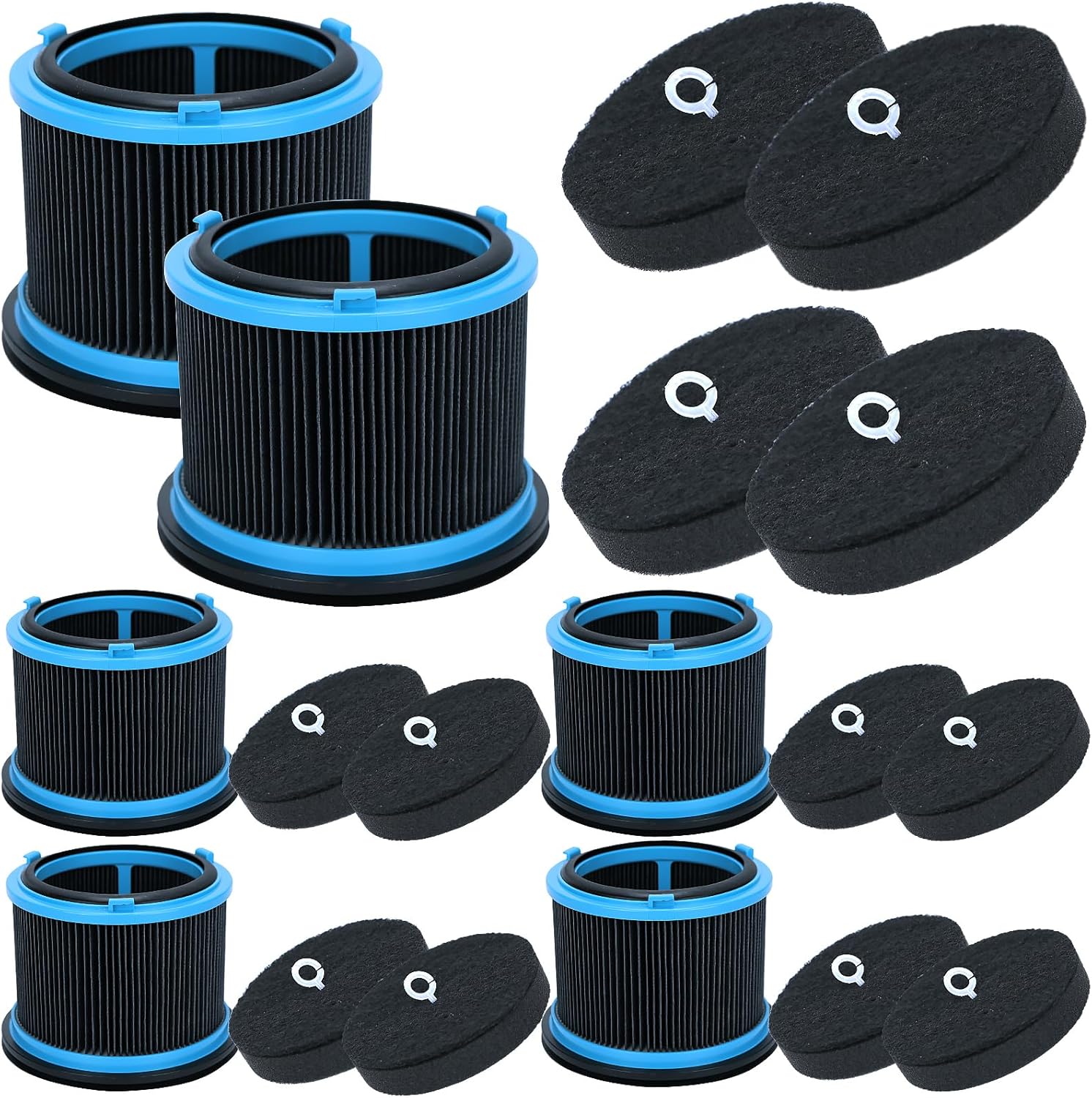 Replacement HEPA Filter kit Compatible with Bissell 4052 4039 4137 PowerClean FurGuard 280W and FurFinder 200W Self-Standing Cordless Vacuum (6 filters and 12 filter cotton pieces)