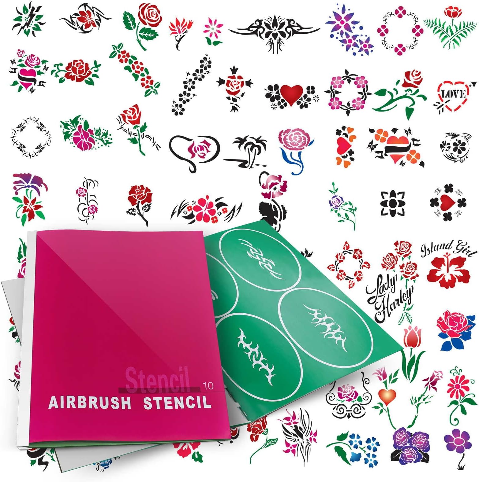 PointZero Temporary Tattoo Airbrush Stencils 100 Designs - Book 10