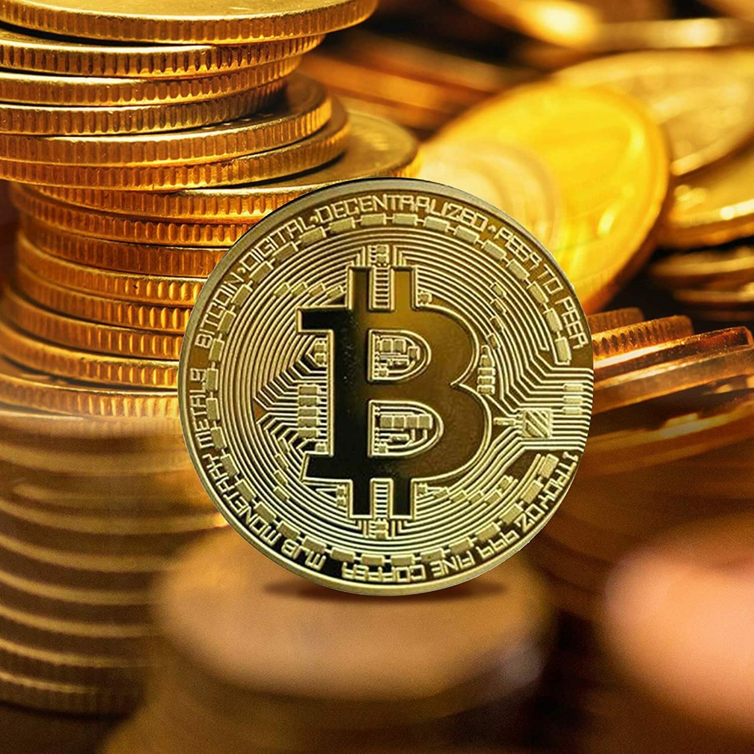 Dawnzen 12 Pz Bitcoin Moneta Fisica, Oro Placcato Moneta Bitcoin Regalo Collezionabile BTC Coins con Capsula Protettiva