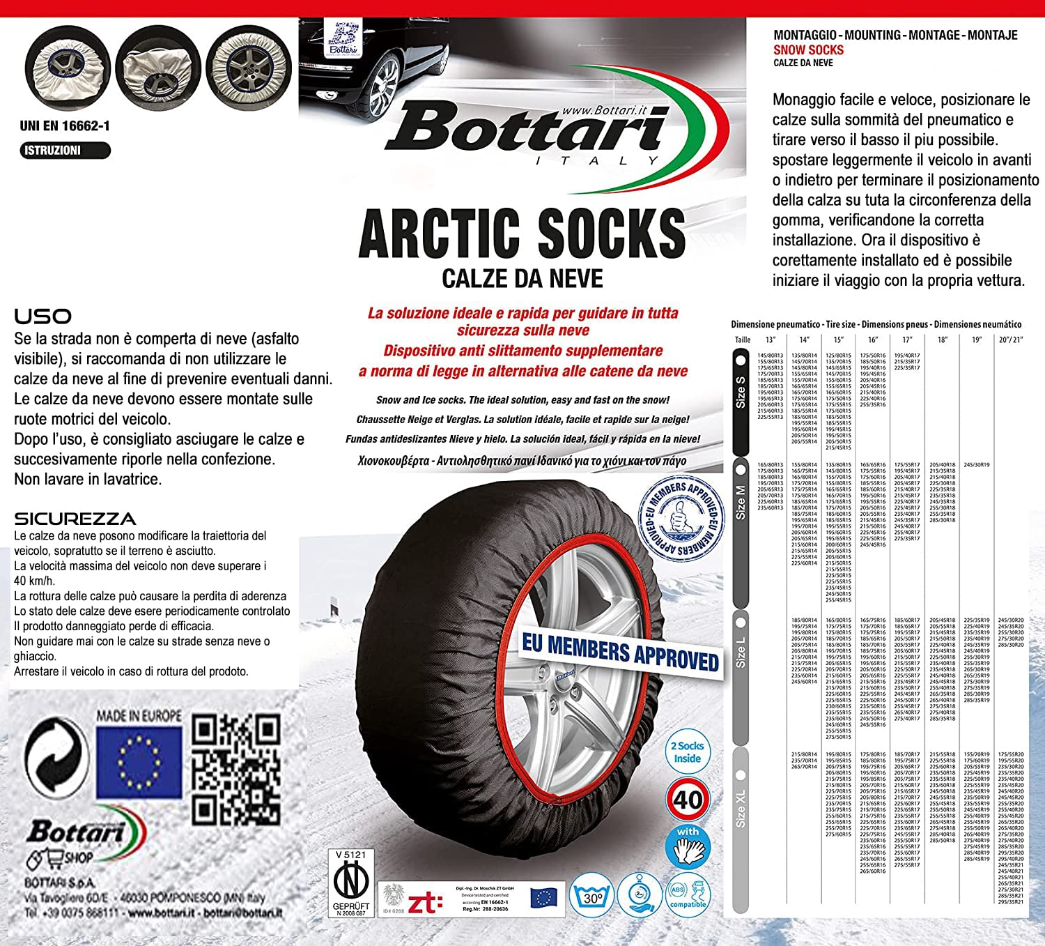 WParts Arctic Socks Coppia di Calze da Neve Bottari Catene da Neve