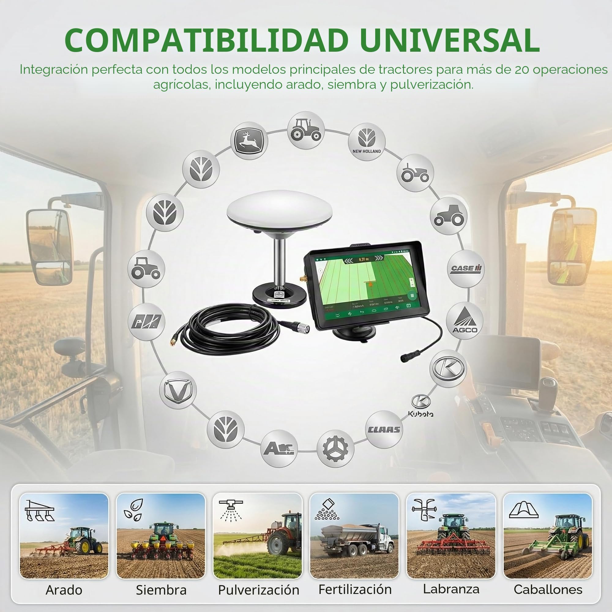 Navegador GPS para tractor de 7 pulgadas, GNSS agrícola de alta precisión para agricultura de precisión, sistema de guía GPS para pulverización, arado y siembra