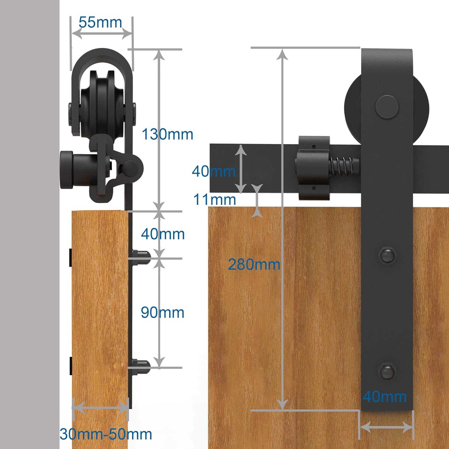 Chеареѕt 🛒 TSMST 8FT Sliding Barn Door Hardware Track Kit with Spring Damping Door Stopper, Smoothly and Quietly, Widest to 48 Wide Door (1.18 to 1.97 Thickness)