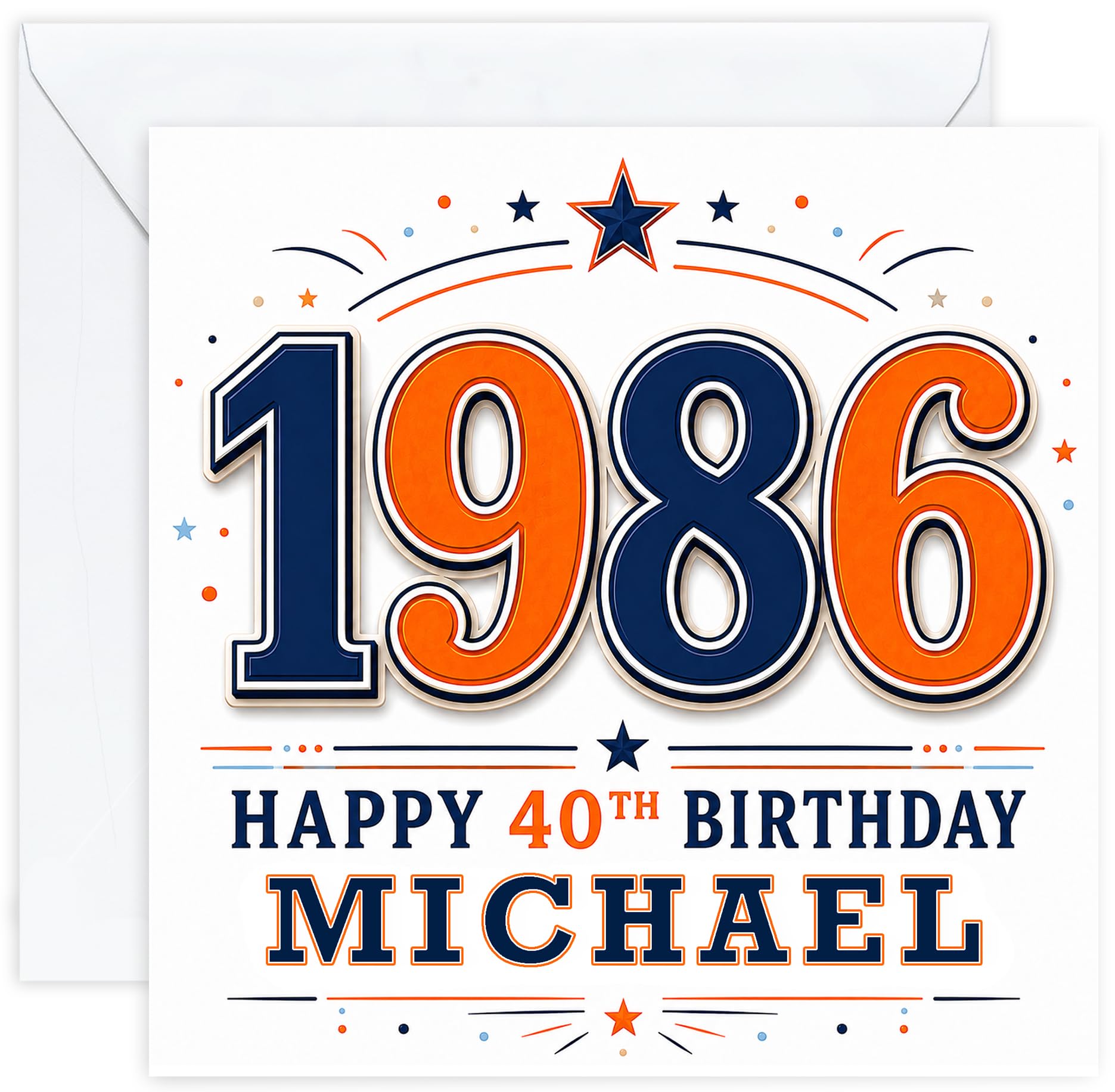 Personalised 40th Birthday Card for Men with Name | Fortieth Birthday Card for Him | 40 Year Old Birthday Card | Husband Dad Son Brother Friend (Design 08)