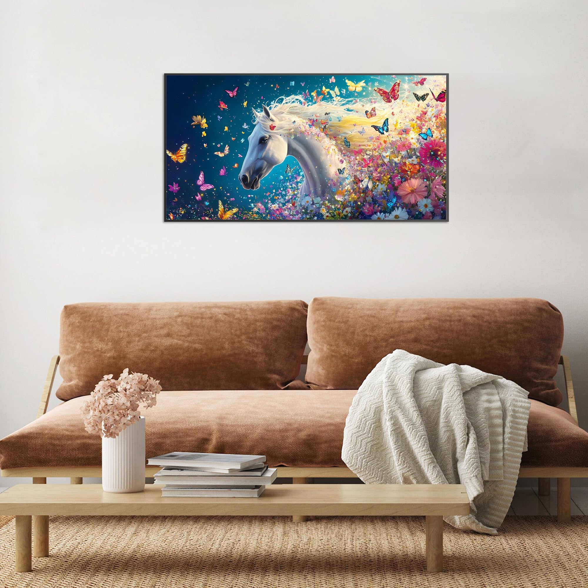 Pavemlo Special Shape Puzzles for Adults 1000 Pieces - Butterfly White Horse Jigsaw Puzzle Challenging Impossible Puzzle, Unique Home Decor & Game (16x31Inch/41x80cm) for Puzzle Lovers - 5