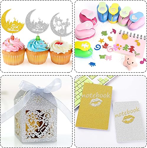 Miniatura 13 de 24 hojas de papel de cartulina con purpurina blanca, papel brillante A4 de primera calidad para álbumes de recortes, proyectos de bricolaje, Blanco