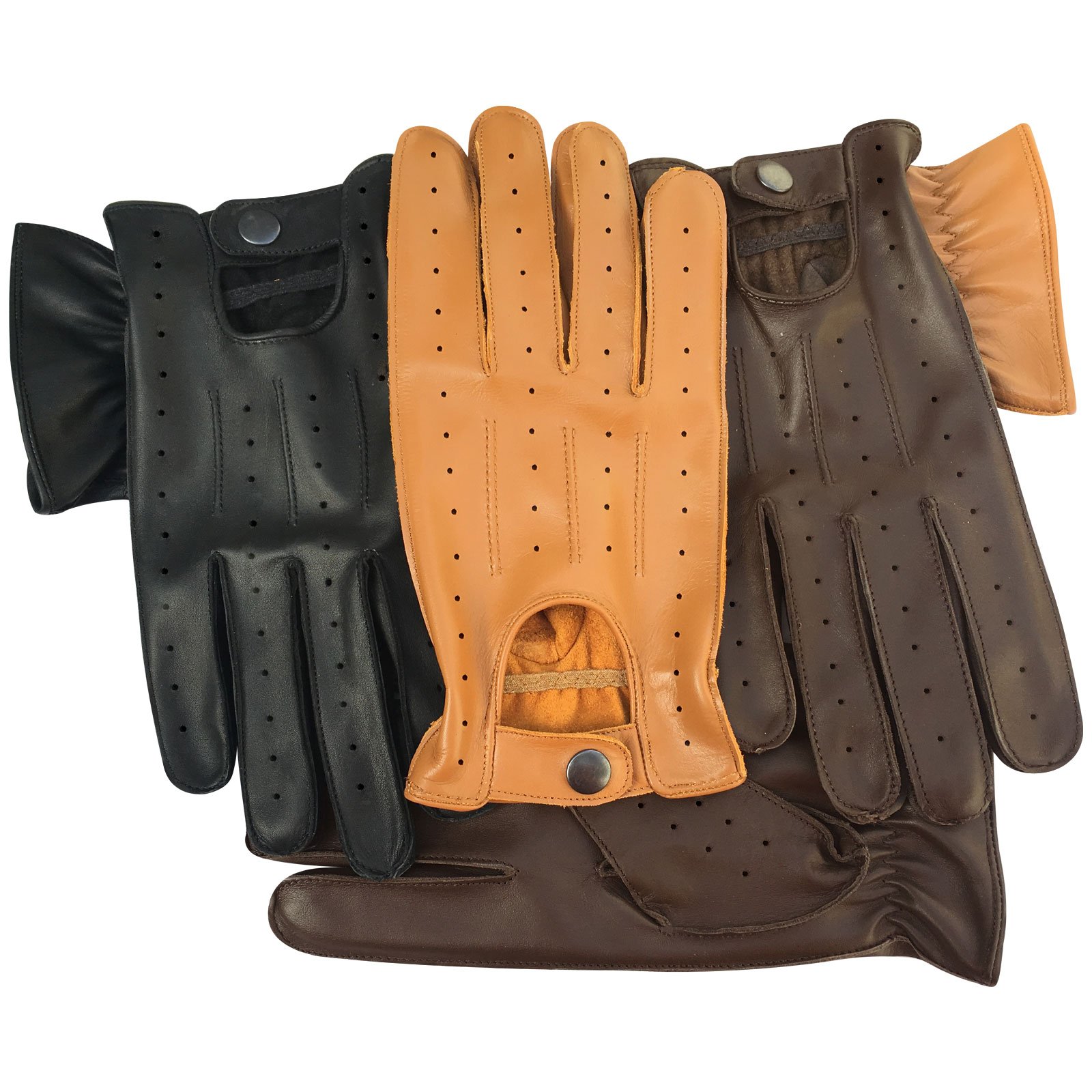 Prime Men's Brown Real Soft Leather Driving Gloves 7011 (, X-Large)