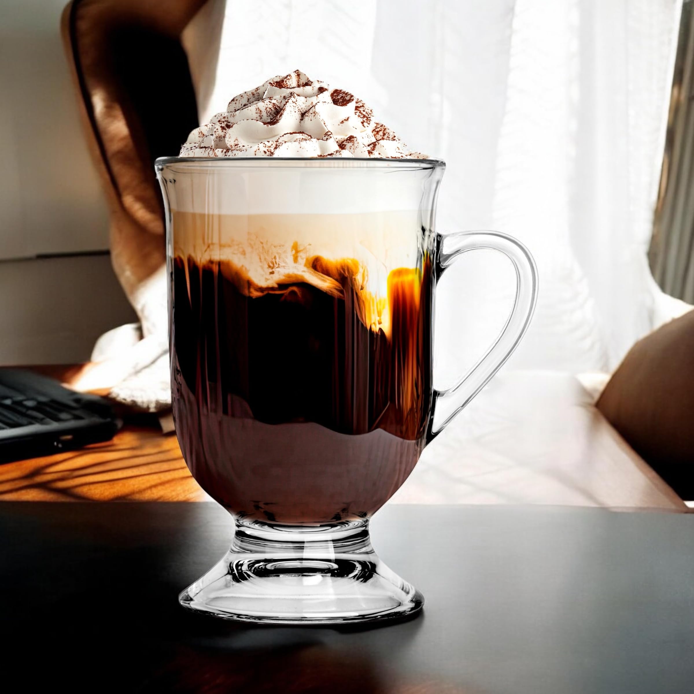 Trinkgläser Set 420 ml – 24 Stück Wassergläser Perfekt für Kaffee, Tee und heiße Getränke - Dessertgläser - Ergonomischer Griff - Spülmaschinenfest - Ideal für Zuhause und Büro