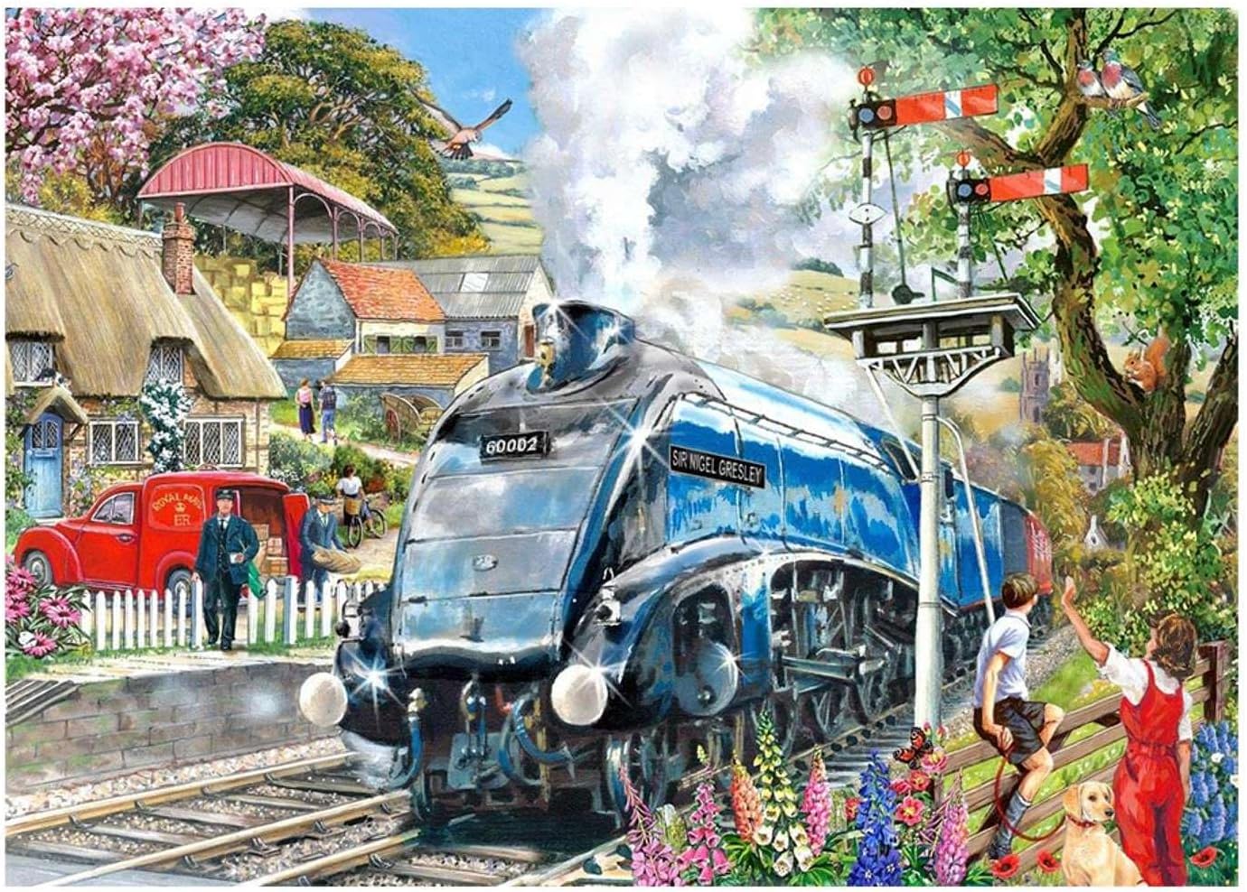 The House of Puzzles - Knight Train Jigsaw - Big 500 Piece Jigsaws for Adults, Extra Large Pieces, Artist Illustrated, Scenic Landscape, Deluxe Puzzle Gifts